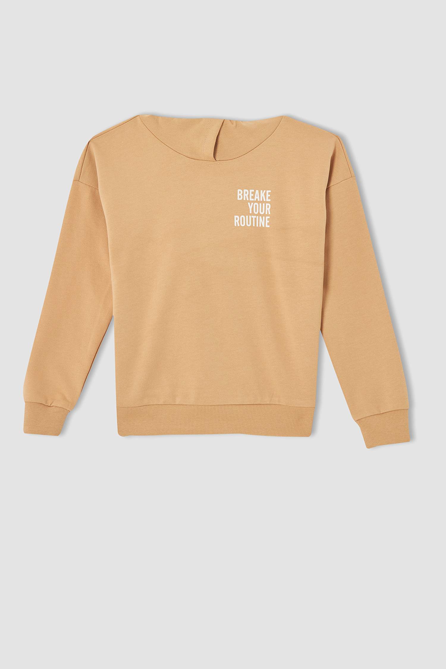 Kız Çocuk Yazı Baskılı Organik Sweatshirt ve Jogger Eşofman Alt Takımı