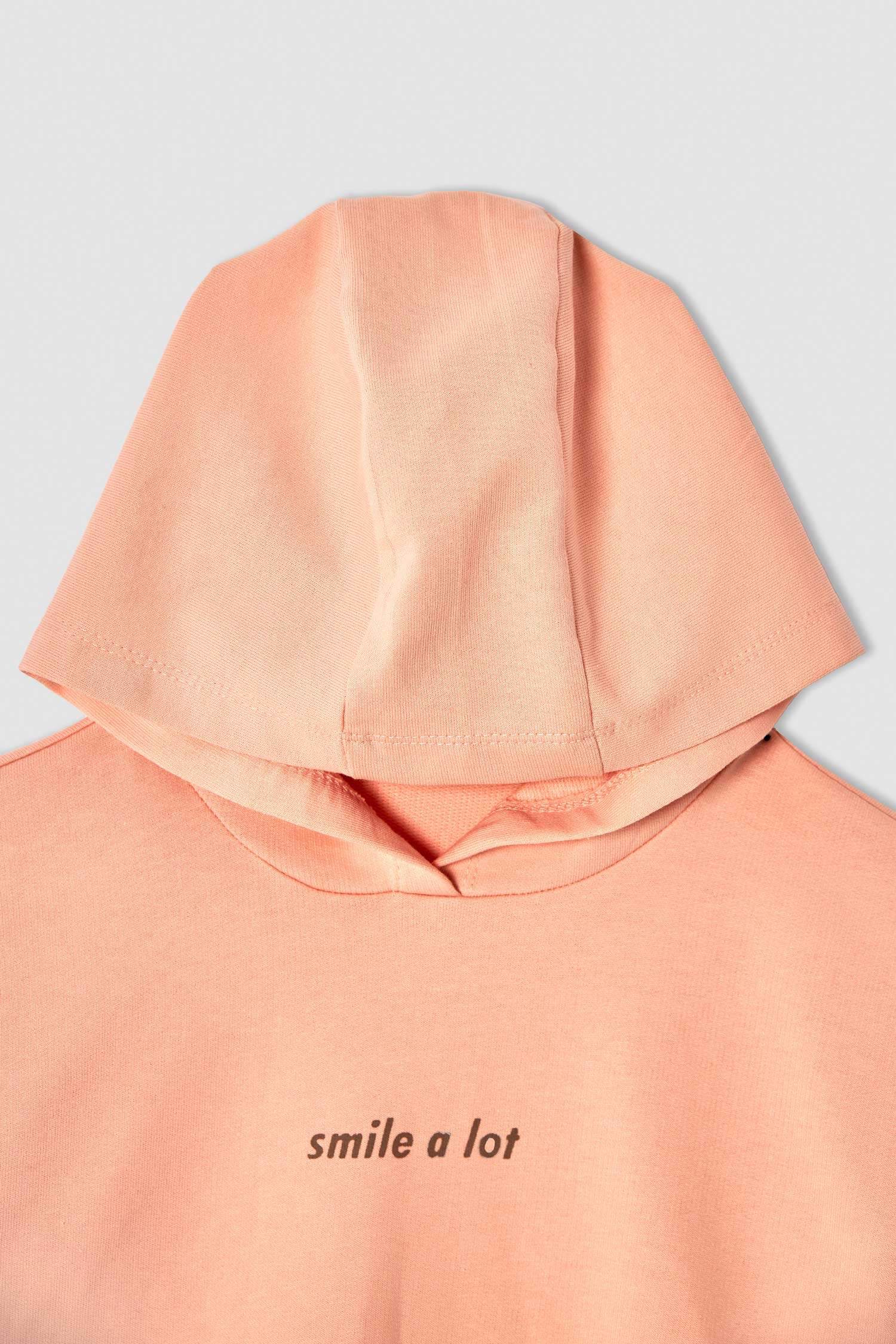 Kız Çocuk Yazı Baskılı Organik Sweatshirt ve Jogger Eşofman Alt Takımı