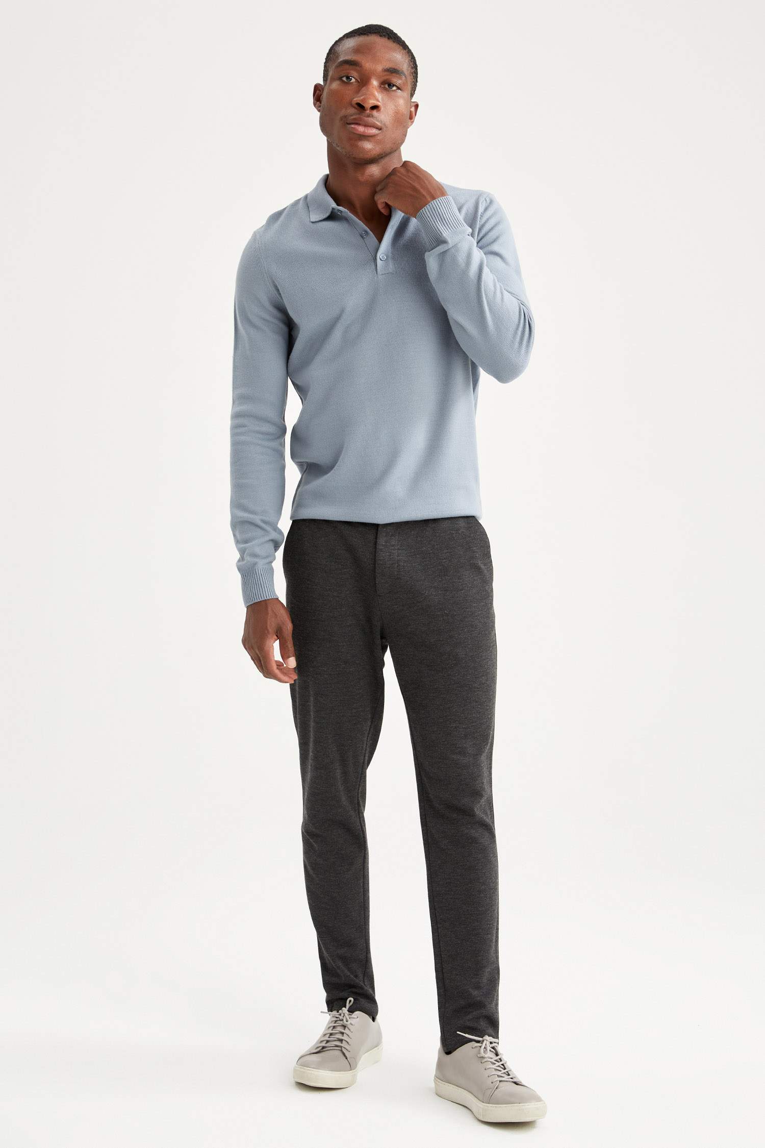 Slim Fit Polo Yaka Triko Kazak