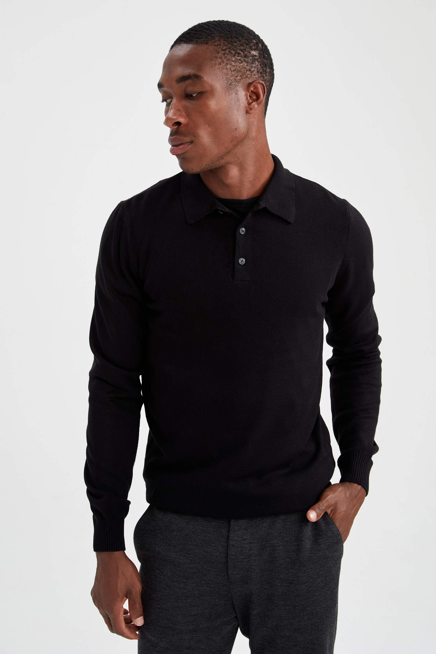 Slim Fit Polo Yaka Triko Kazak