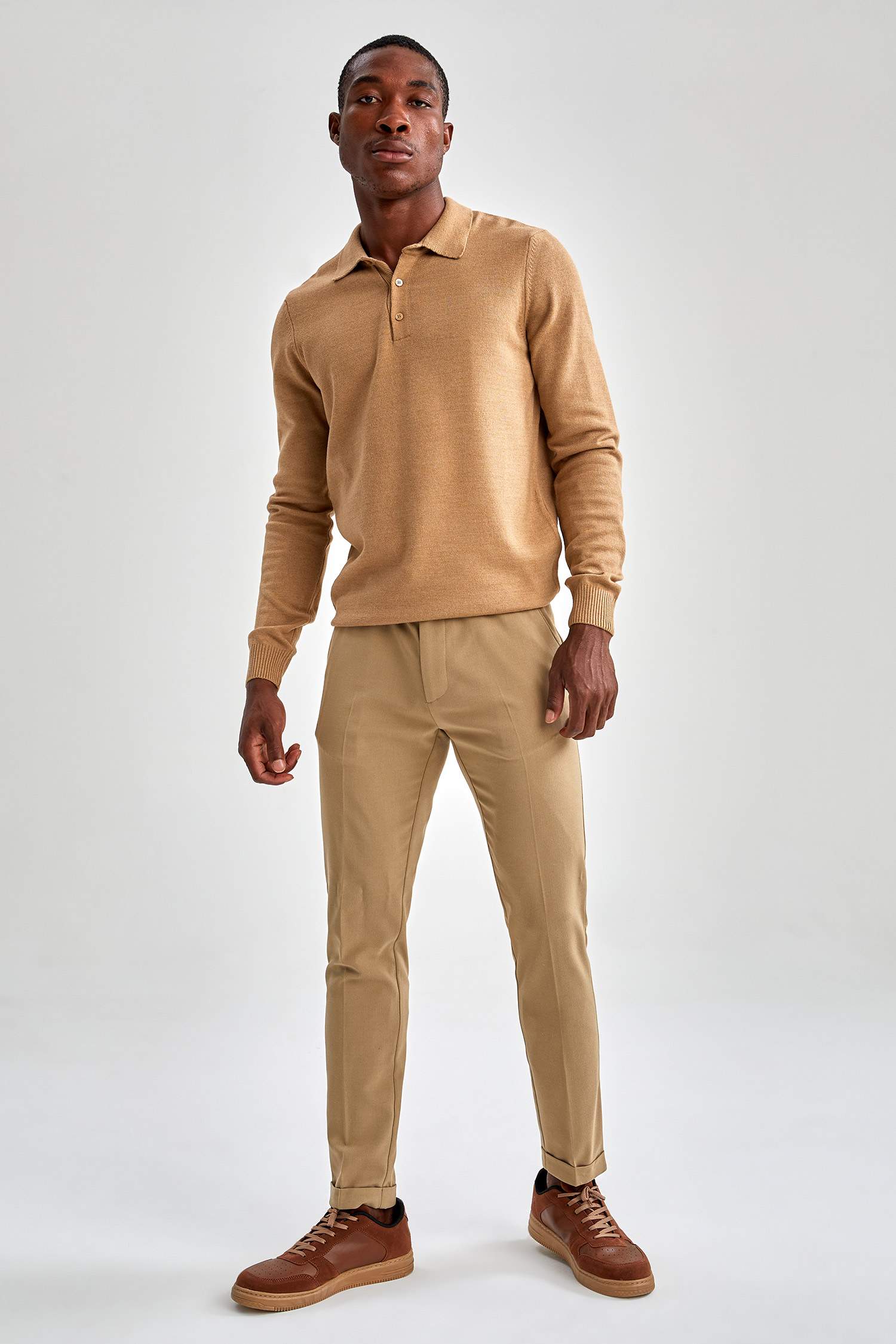 Slim Fit Polo Yaka Triko Kazak
