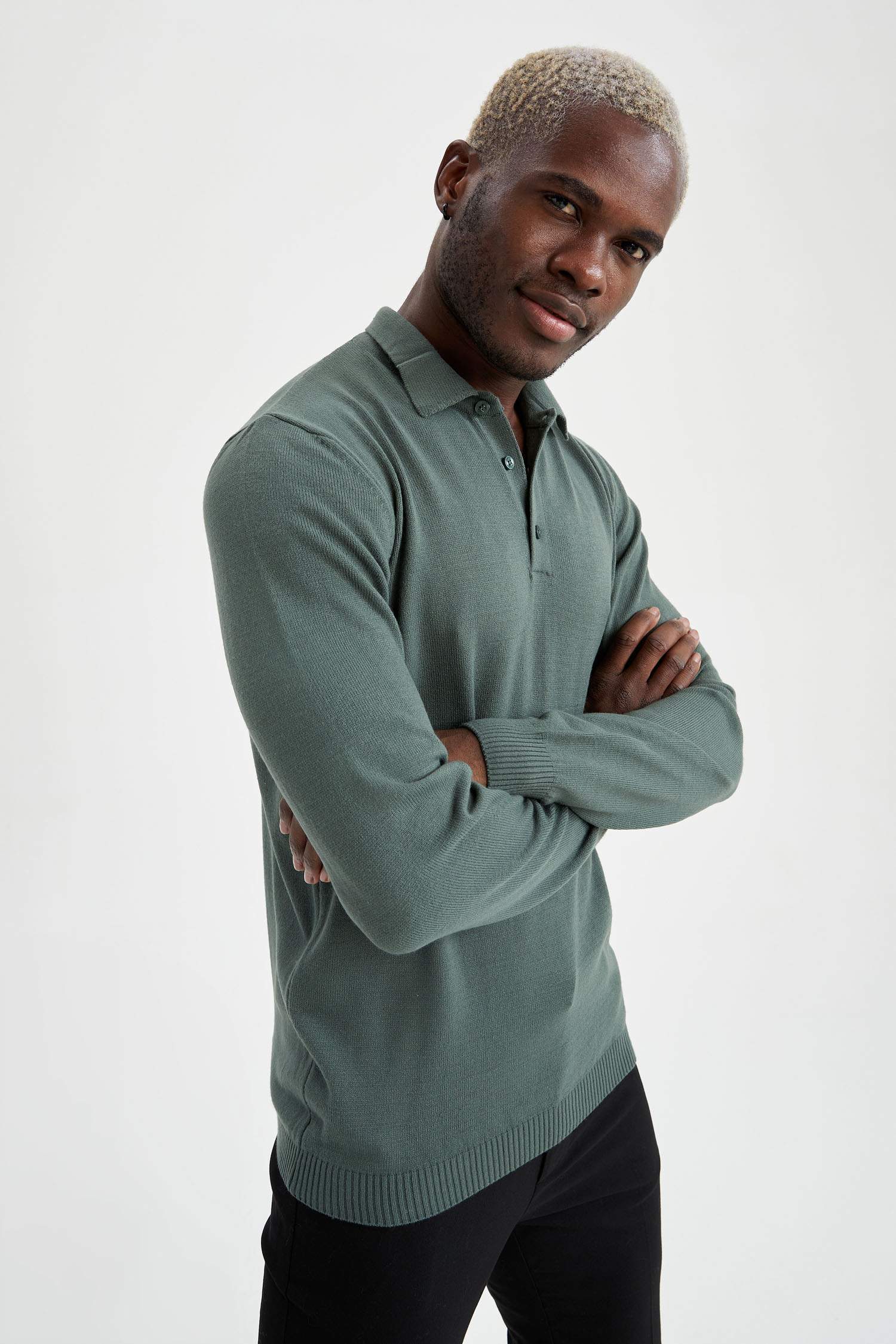 Slim Fit Polo Yaka Triko Kazak