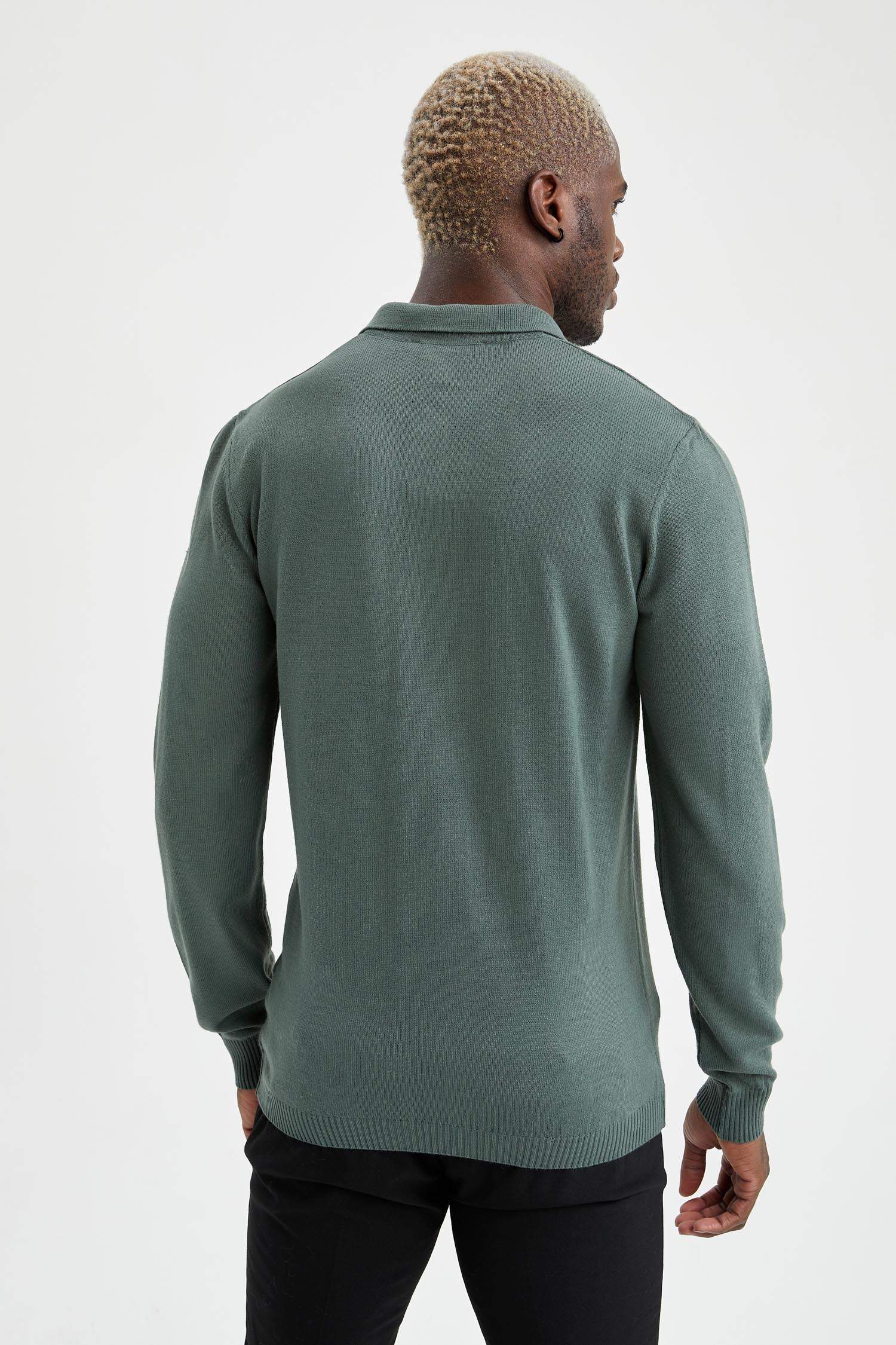 Slim Fit Polo Yaka Triko Kazak