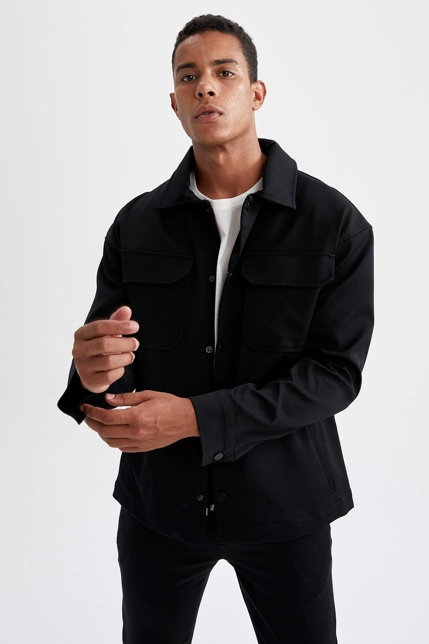 Oversize Fit Polo Yaka Gömlek Ceket