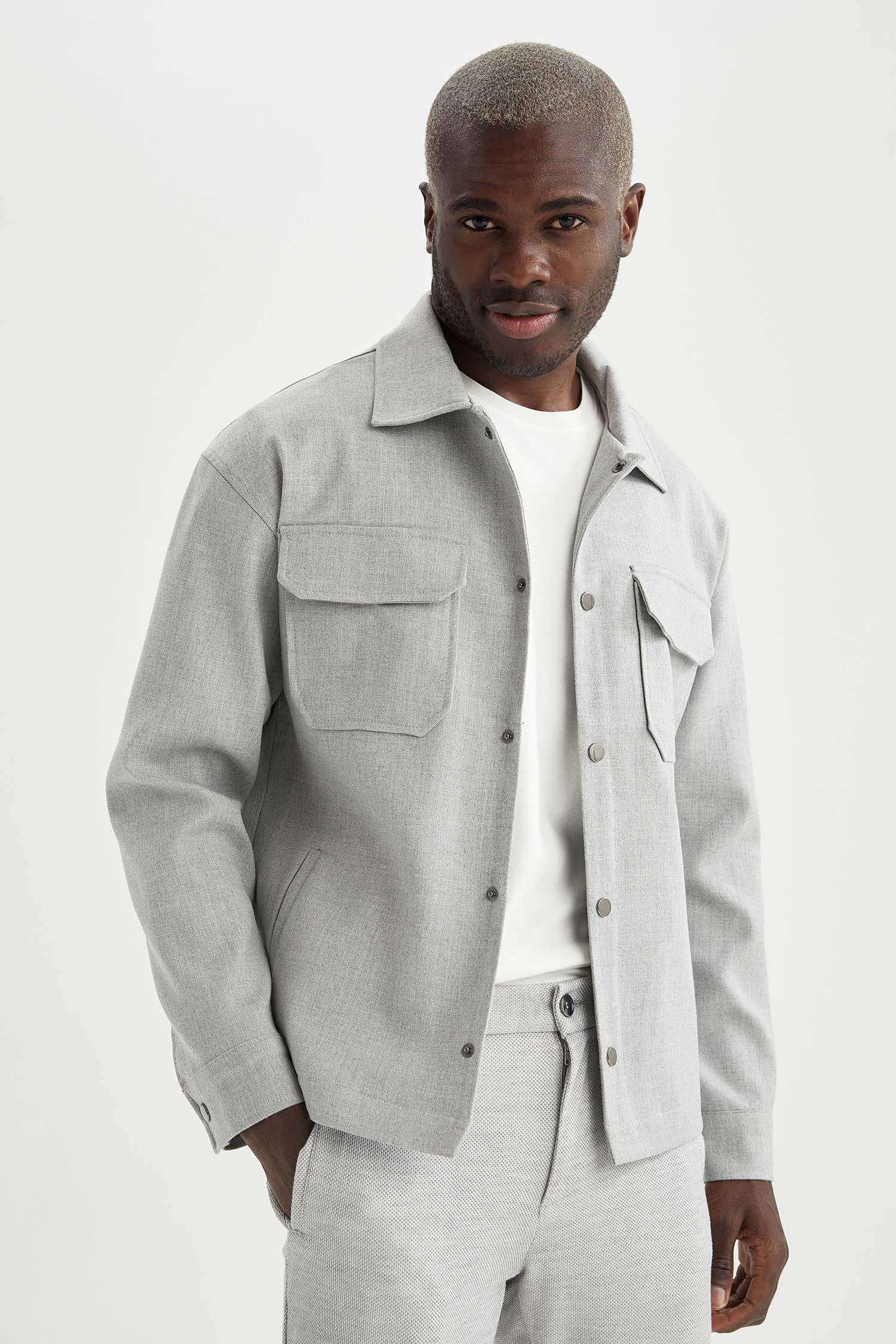 Oversize Fit Polo Yaka Gömlek Ceket