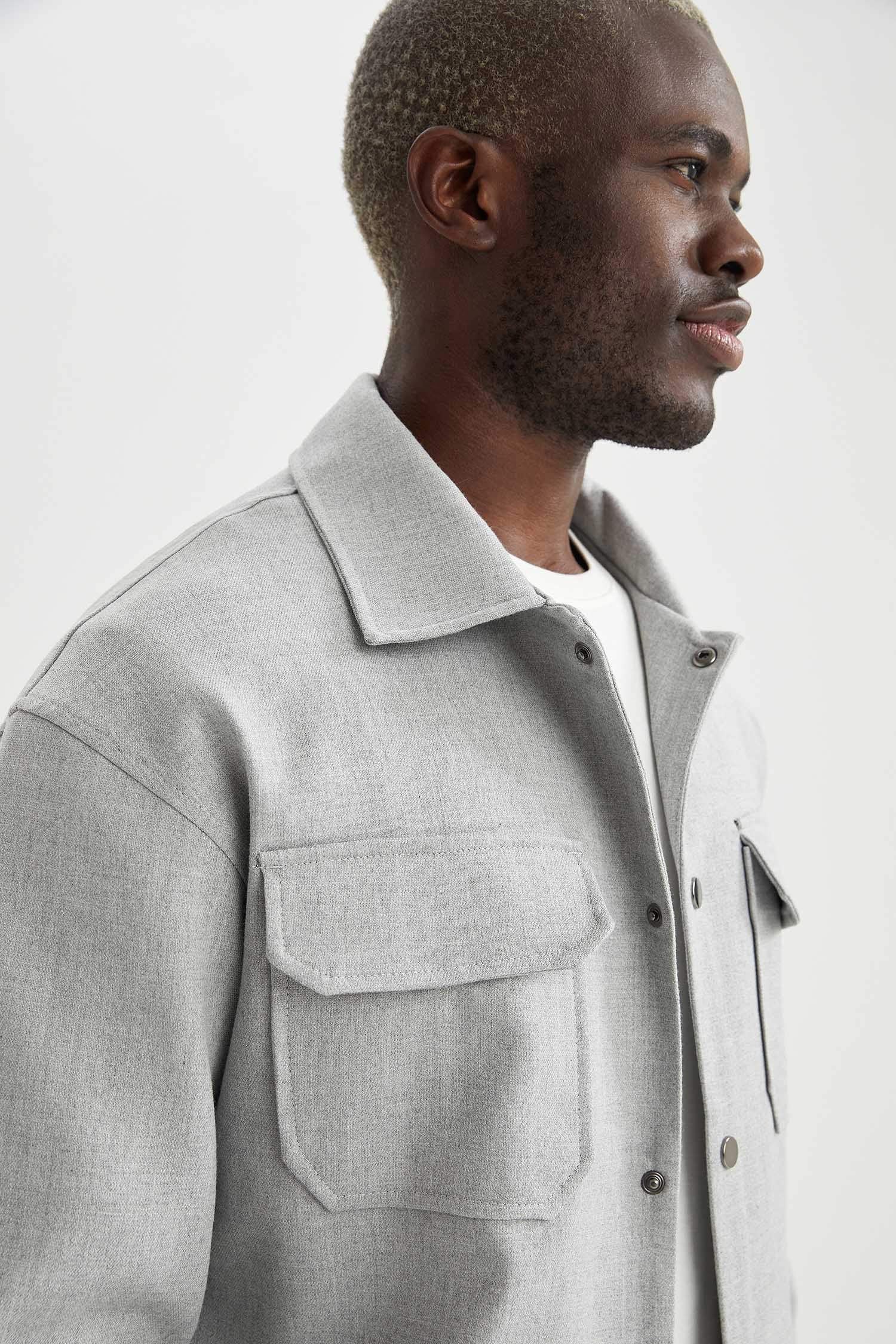 Oversize Fit Polo Yaka Gömlek Ceket