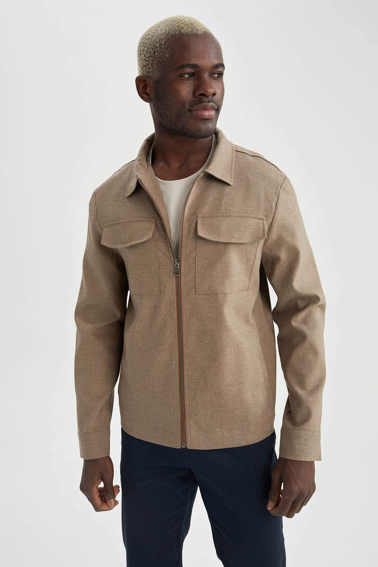 Oversize Fit Polo Yaka Gömlek Ceket