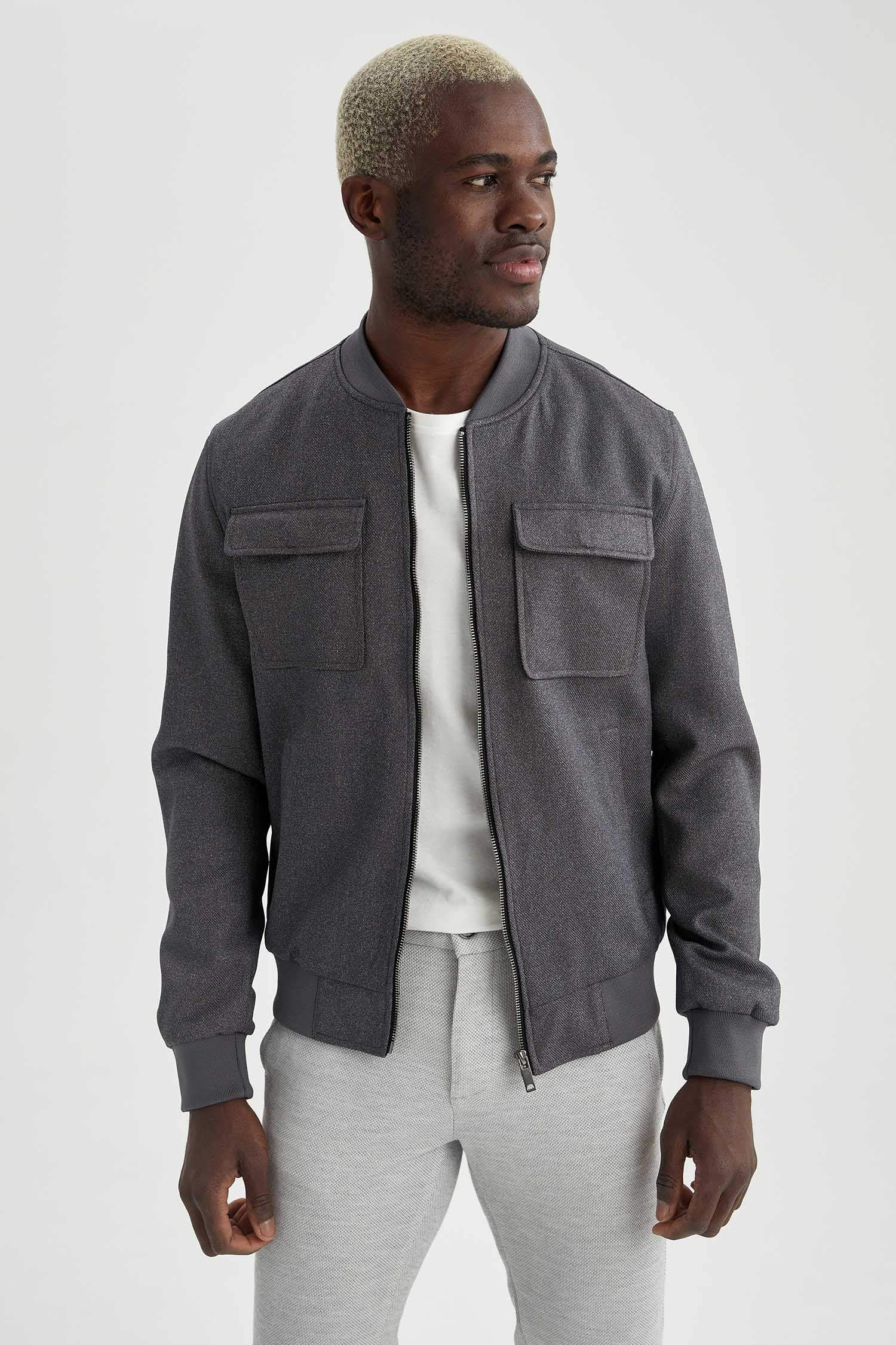 Slim Fit Kolej Yaka Bomber Gömlek Ceket