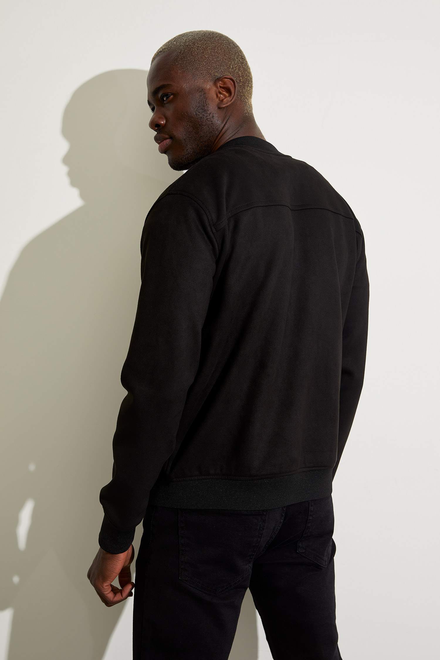 Slim Fit Süet Kolej Yaka Bomber Ceket