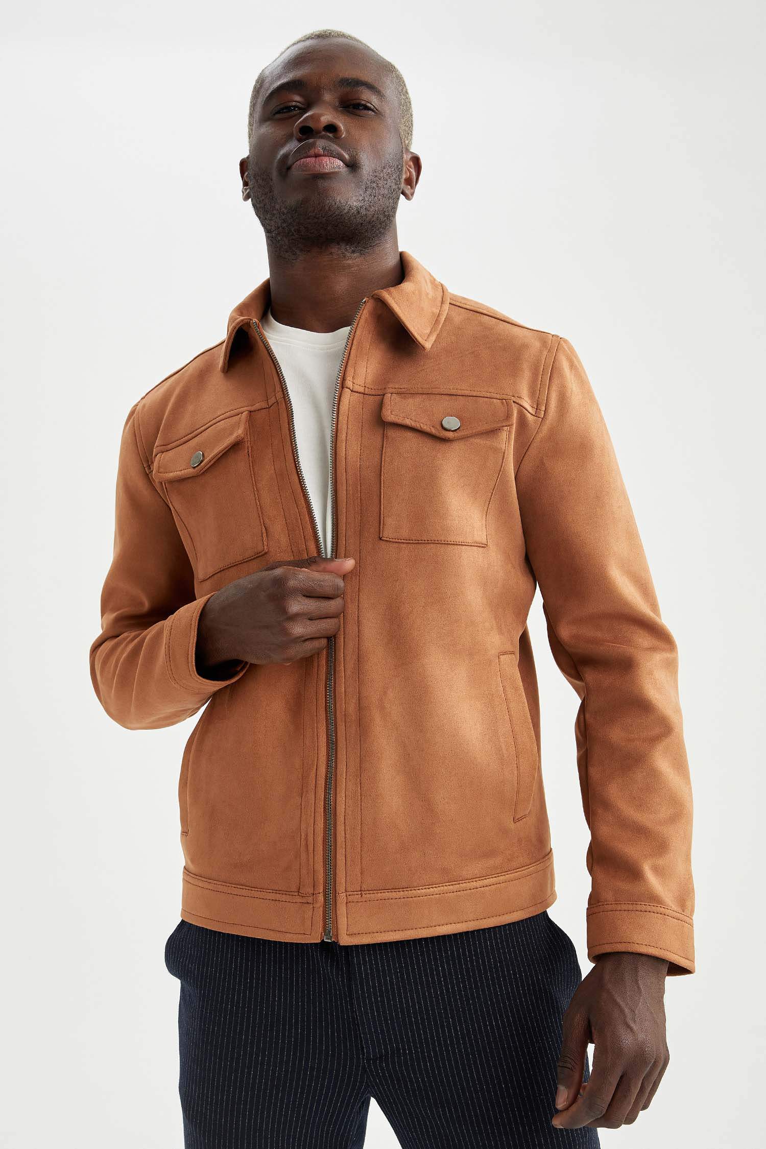 Slim Fit Süet Gömlek Ceket