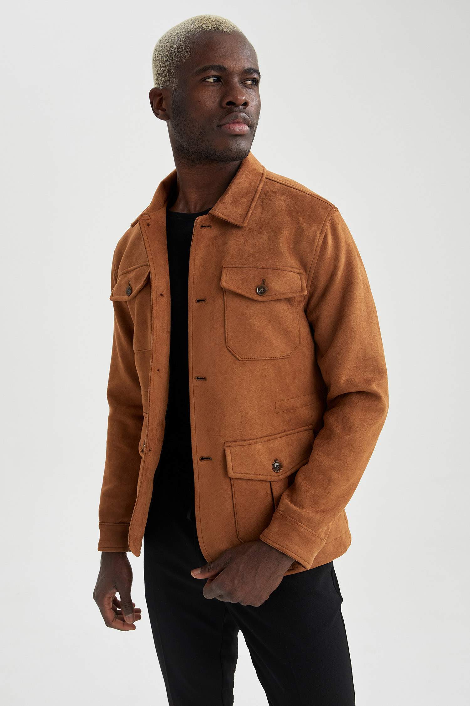 Slim Fit Süet Gömlek Ceket