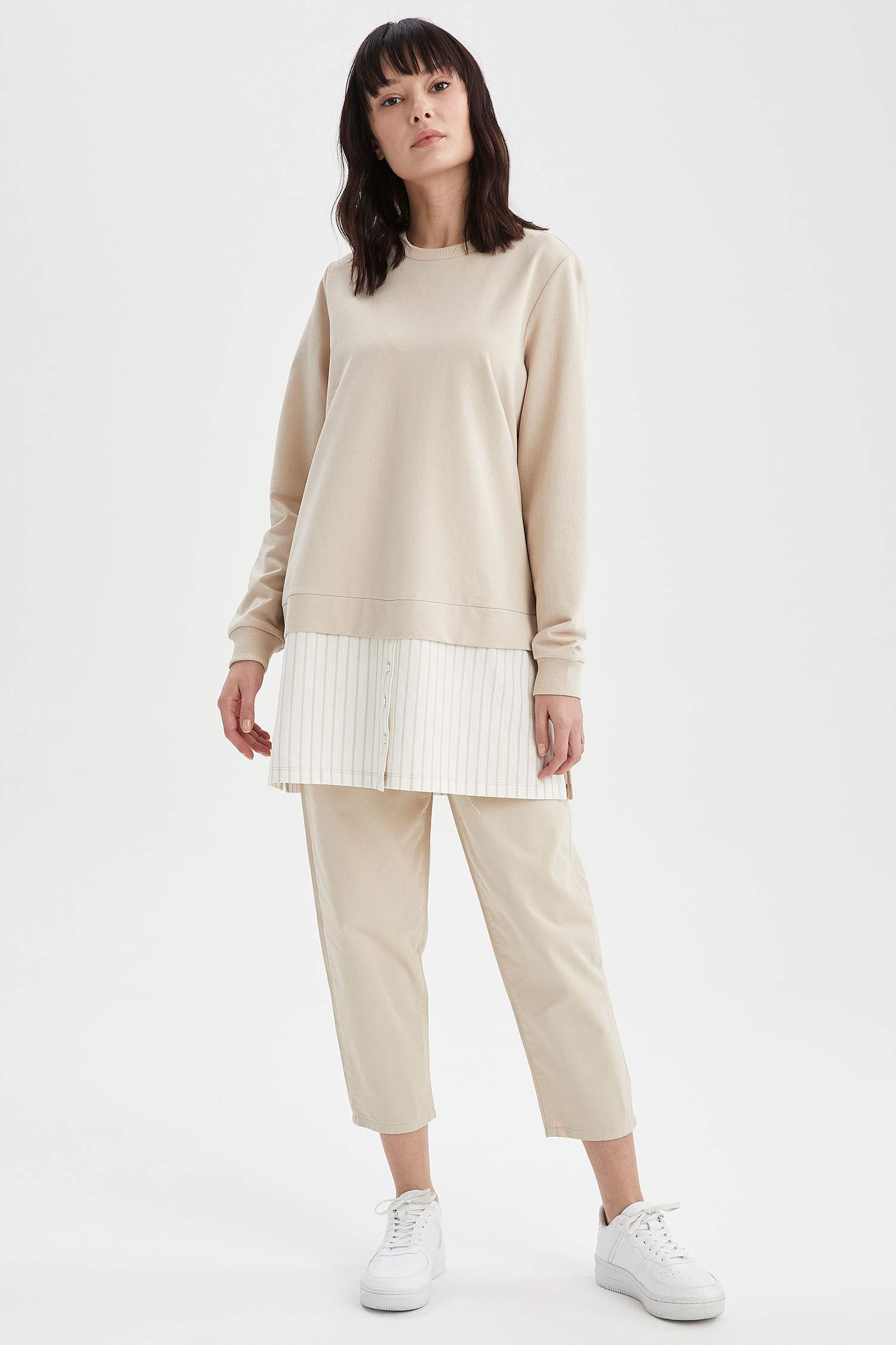Gömlek Detaylı Relax Fit Sweat Tunik