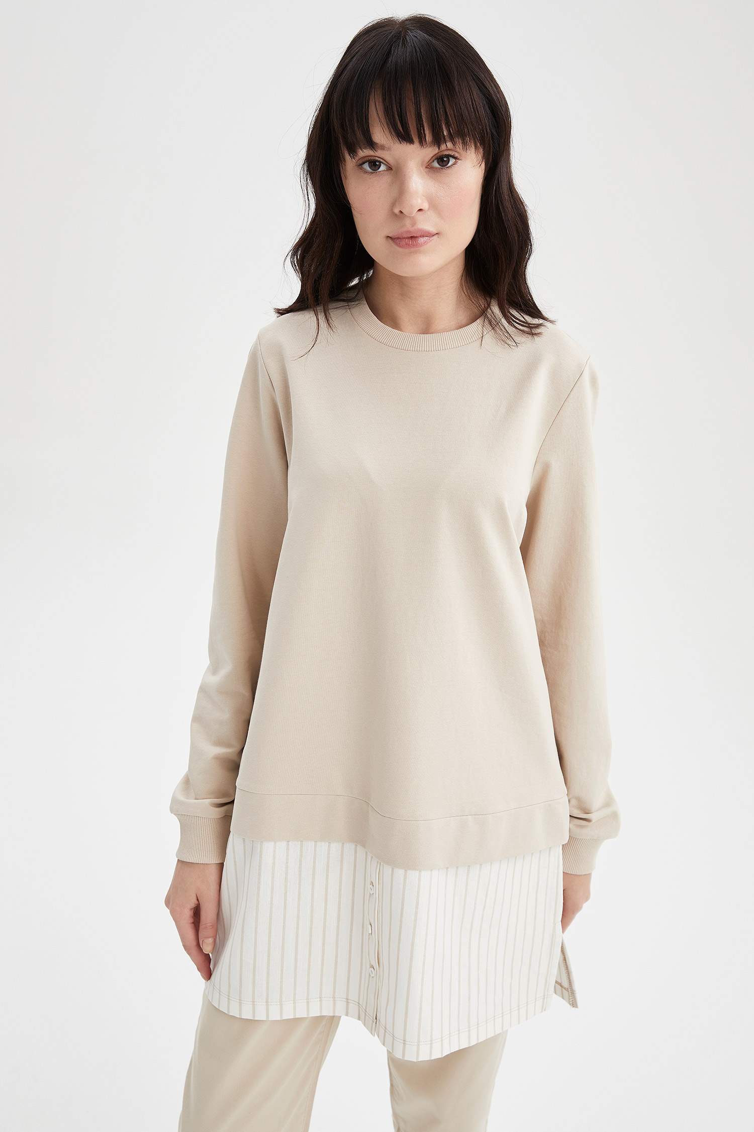 Gömlek Detaylı Relax Fit Sweat Tunik