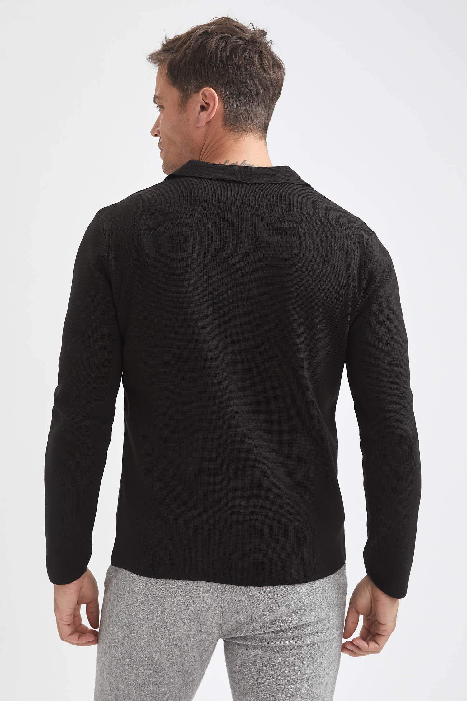 Regular Fit Polo Yaka Triko Gömlek Ceket