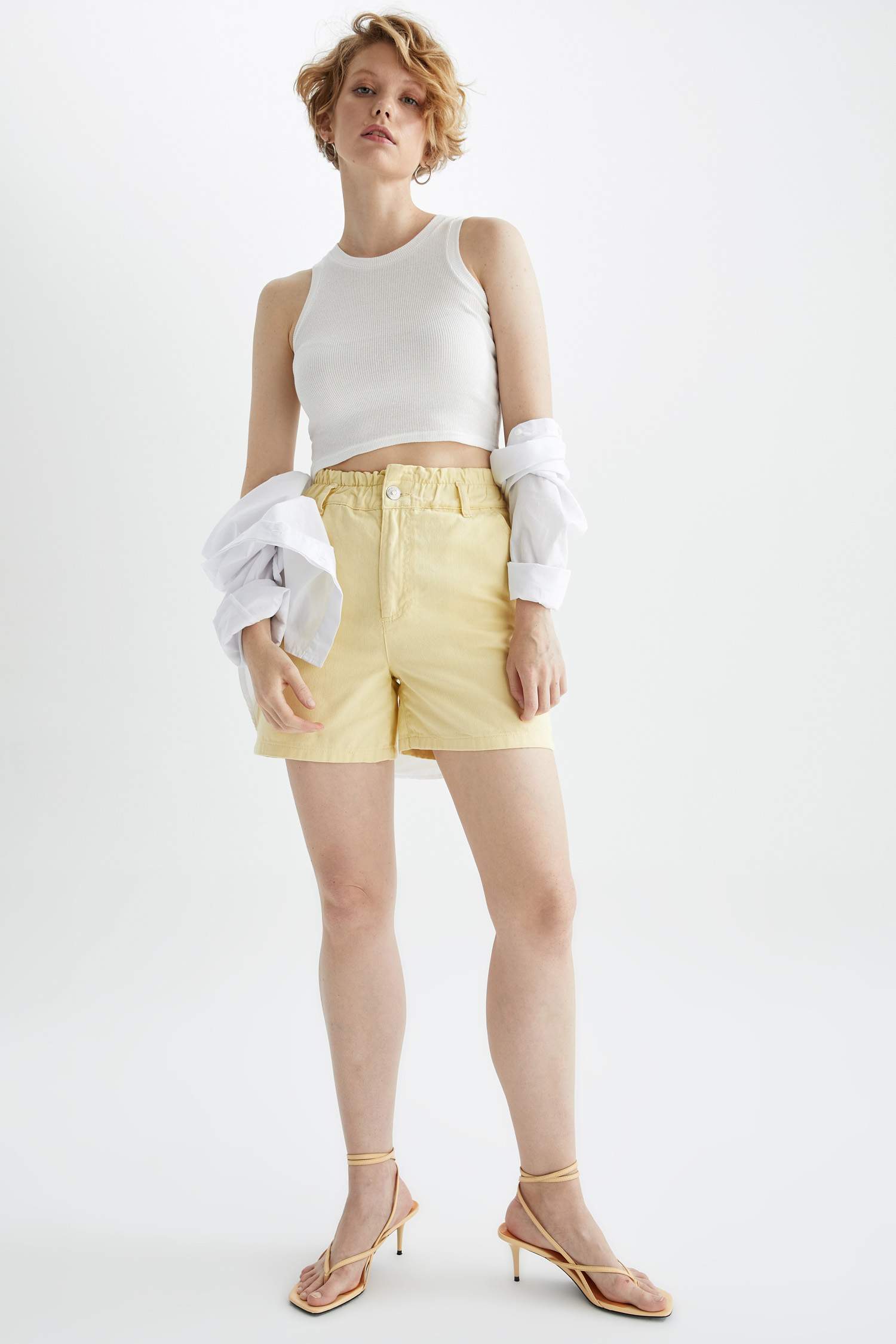 Paperbag Fit Beş Cep Gabardin Şort