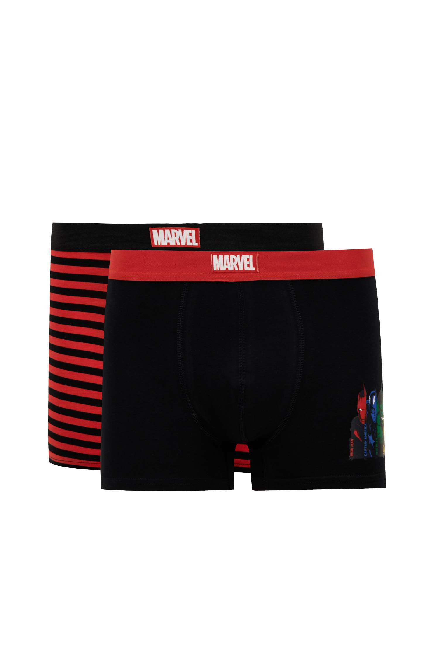 Defacto Fit Avengers Lisanslı Slim Fit Esnek Bel Bandı Pamuk Elastan 2'li Örme Boxer