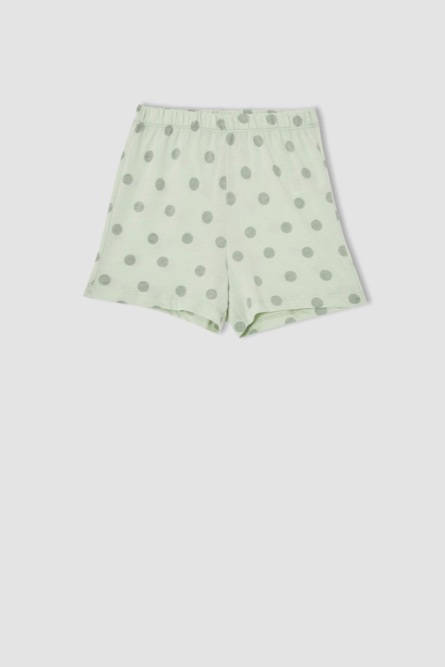 Kız Çocuk Puantiyeli Ceket Yaka Kısa Kollu Pijama Takımı