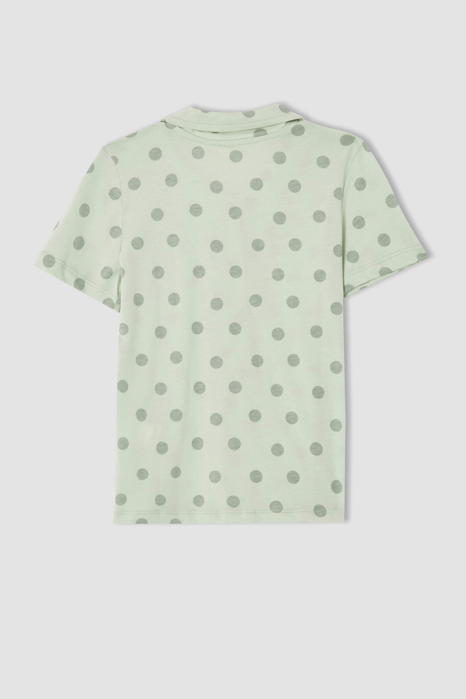 Kız Çocuk Puantiyeli Ceket Yaka Kısa Kollu Pijama Takımı