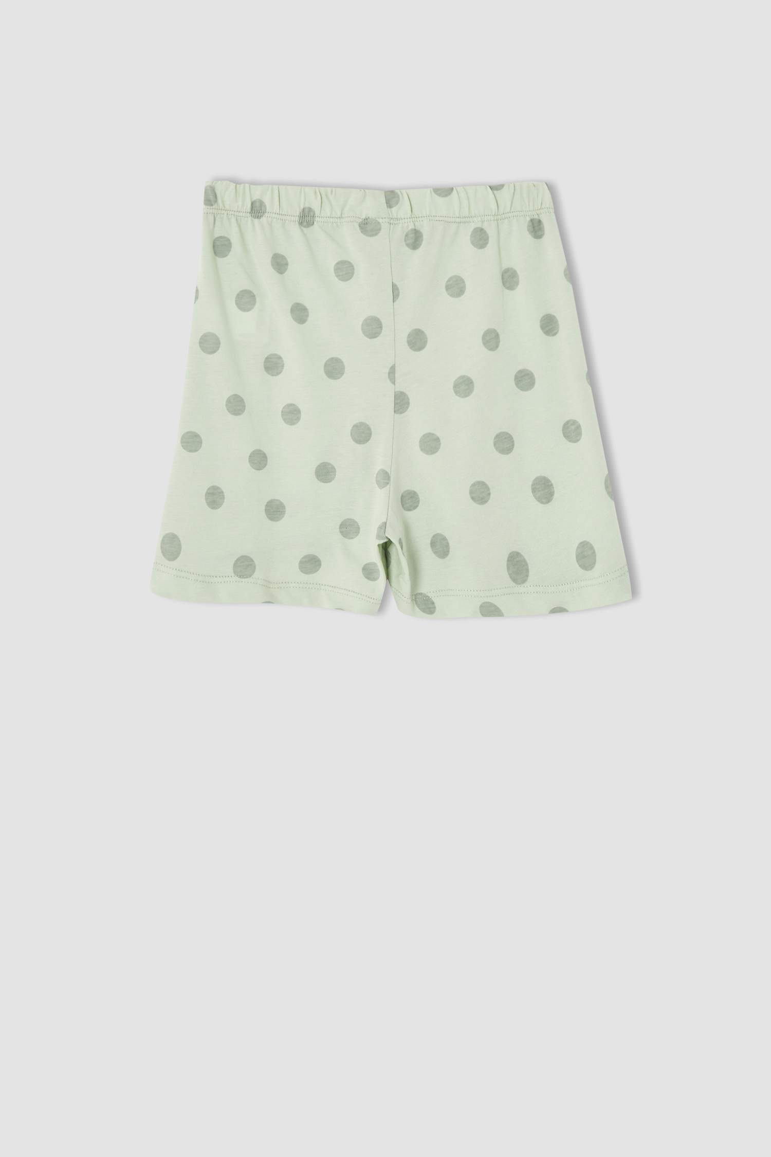 Kız Çocuk Puantiyeli Ceket Yaka Kısa Kollu Pijama Takımı