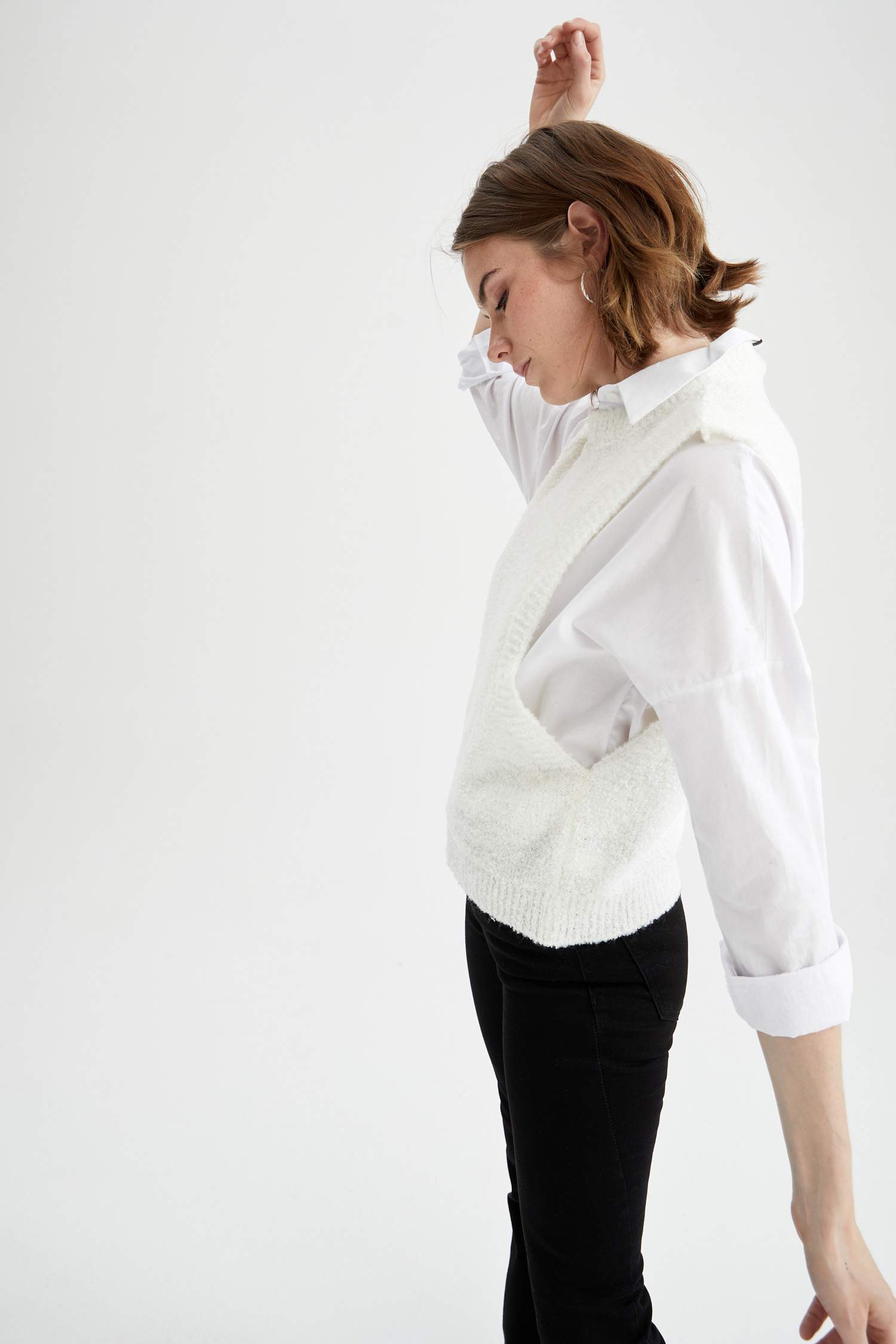 Basic Bisiklet Yaka Relax Fit Triko Süveter