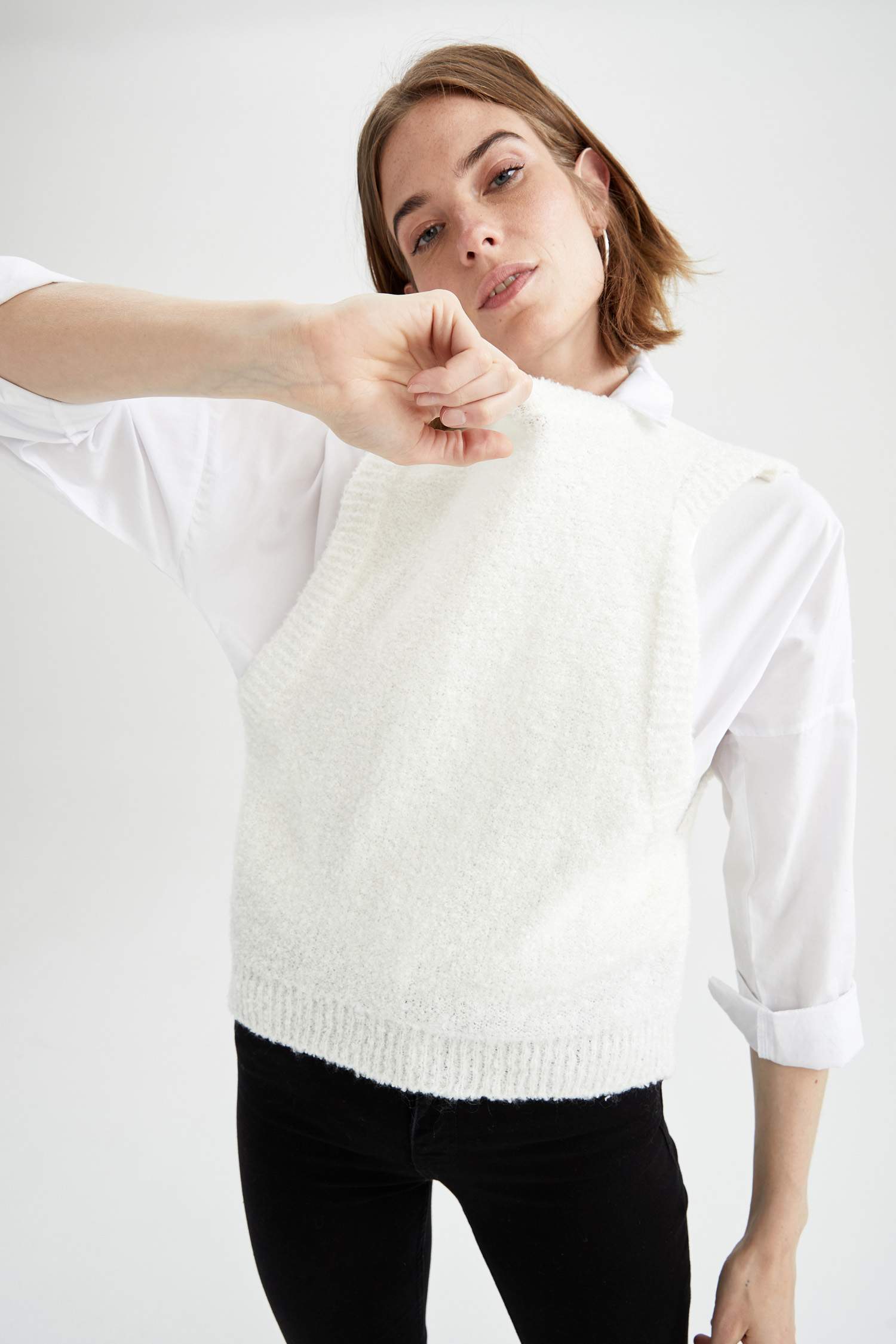 Basic Bisiklet Yaka Relax Fit Triko Süveter