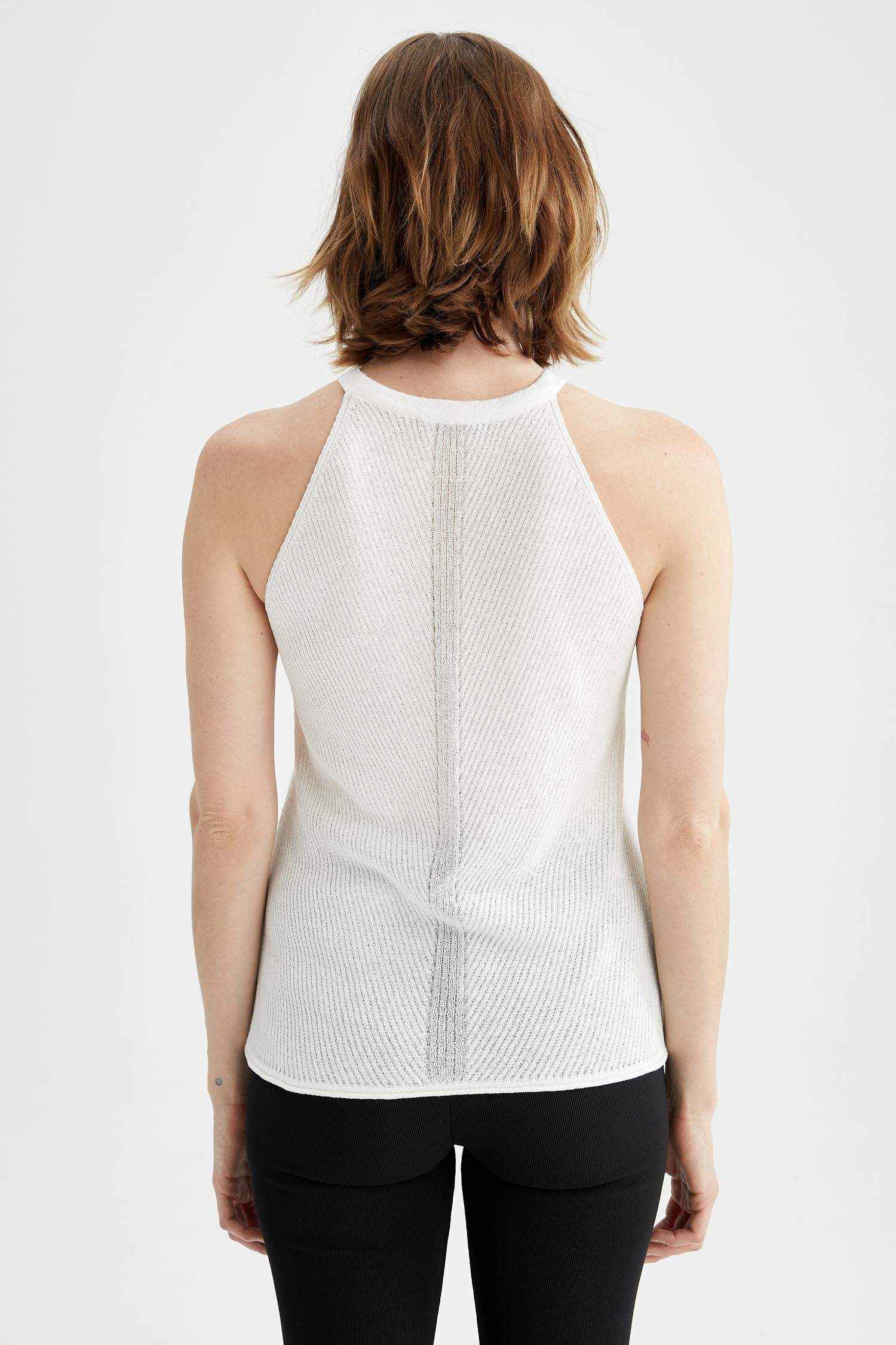 Halter Yaka Şerit Detaylı Triko Atlet