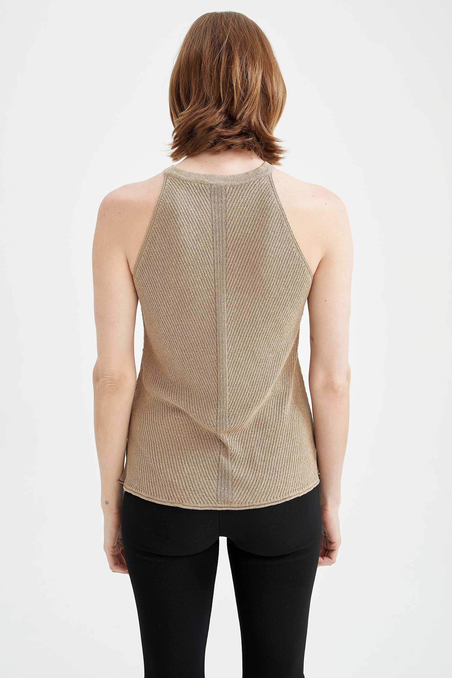 Halter Yaka Şerit Detaylı Triko Atlet