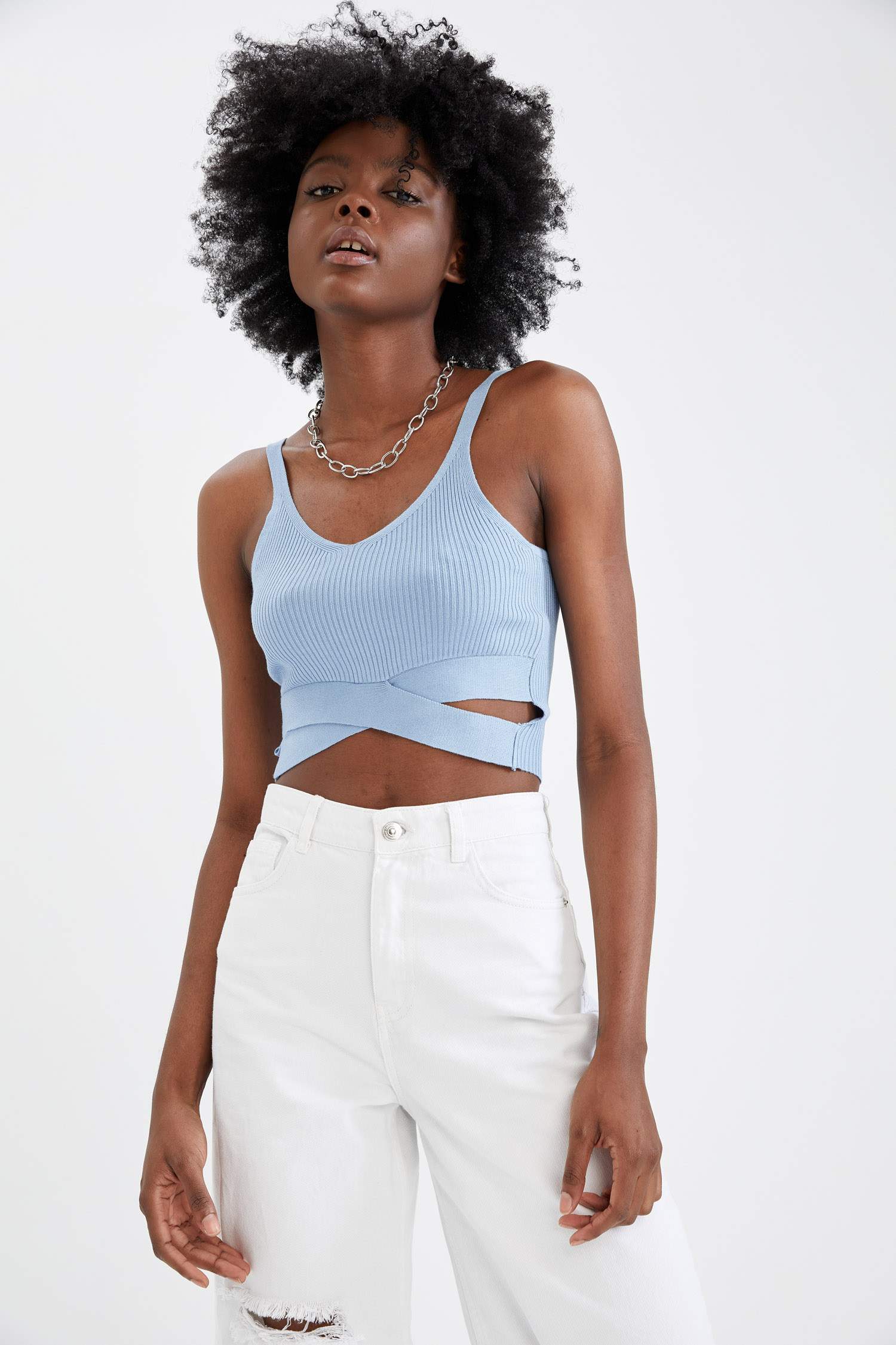 Askılı Crop Triko Atlet