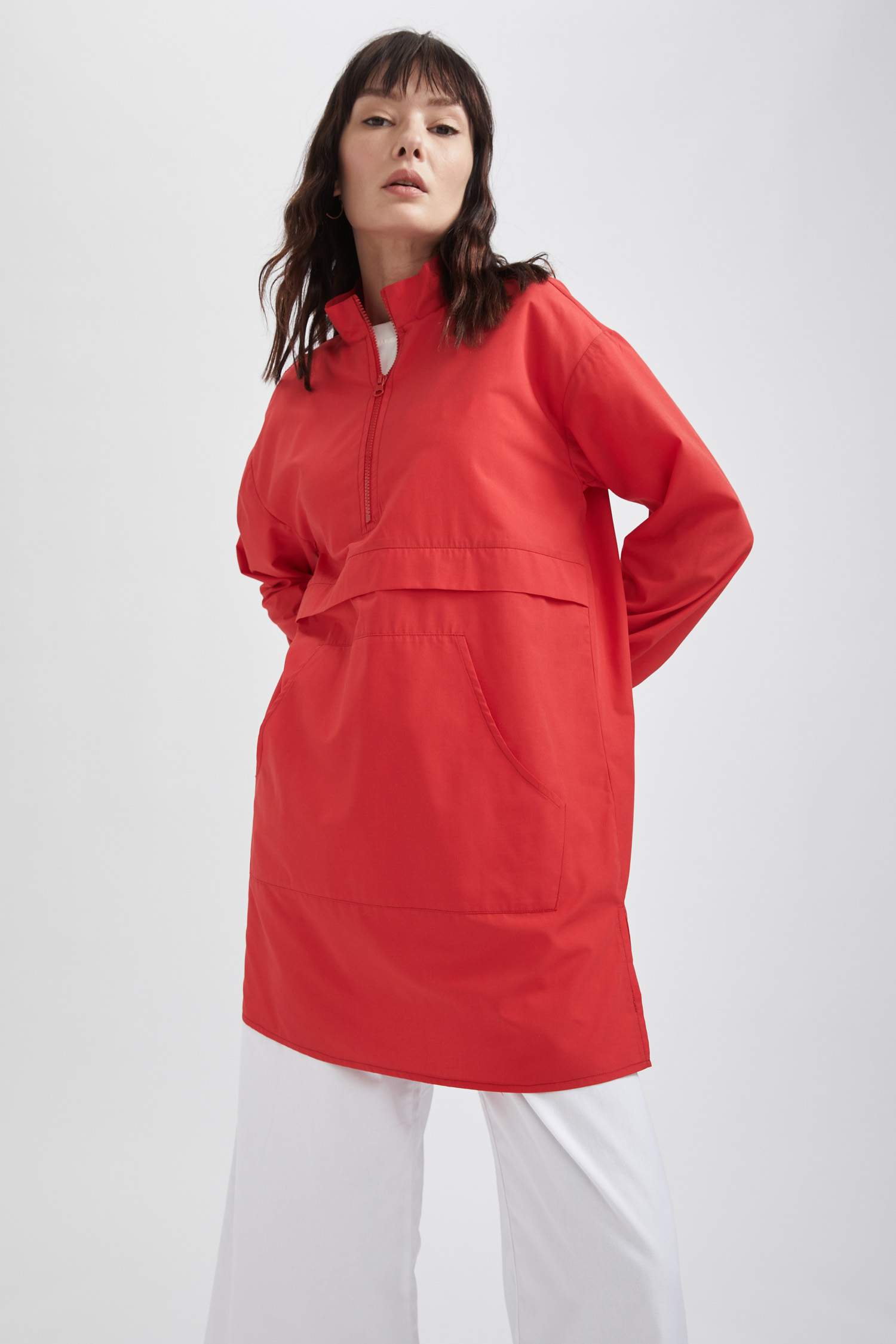 Relax Fit Kanguru Cepli Poplin Tunik