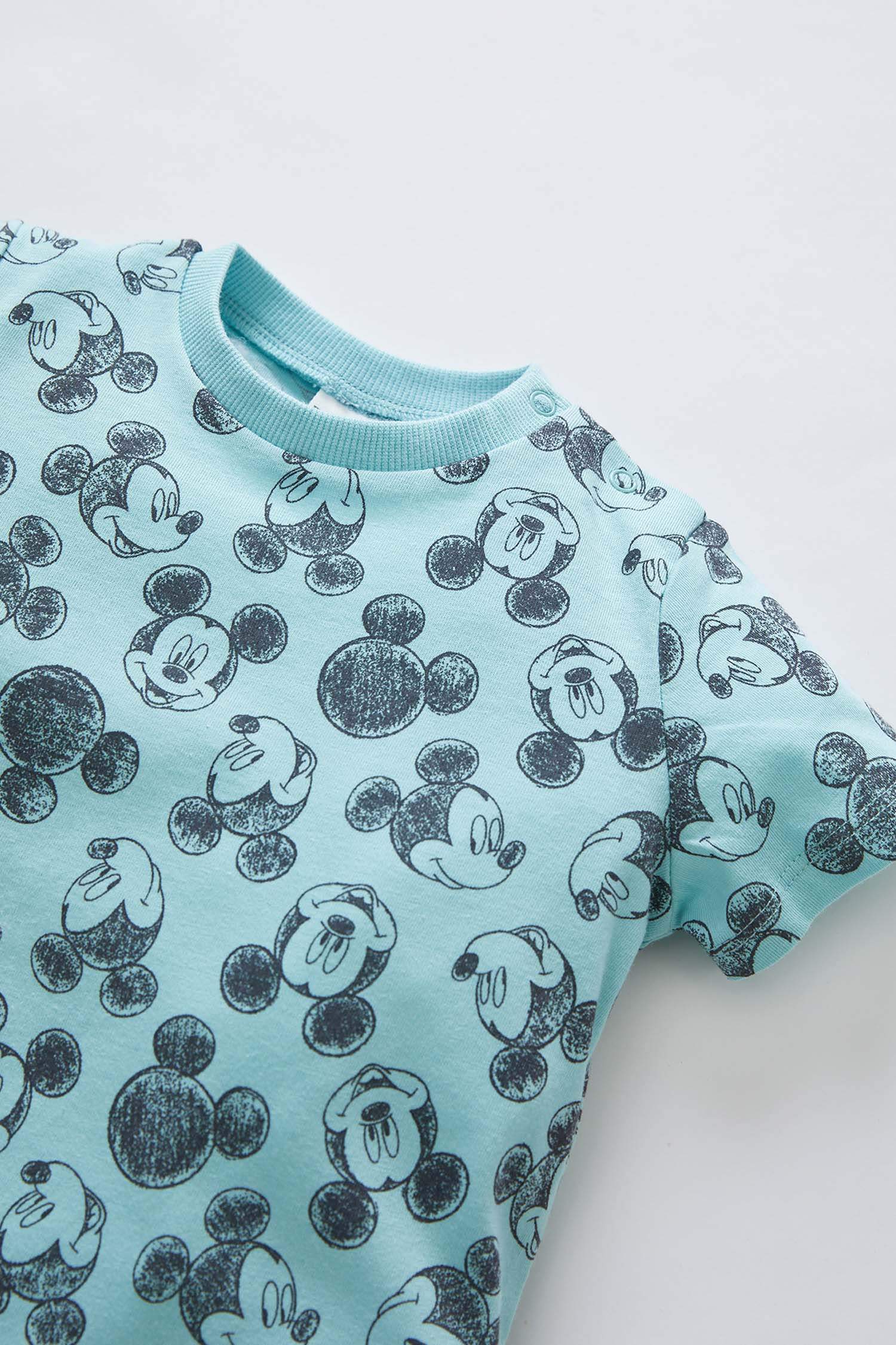 Erkek Bebek Mickey Mouse Lisanslı Kısa Kollu Pamuklu Kısa Tulum