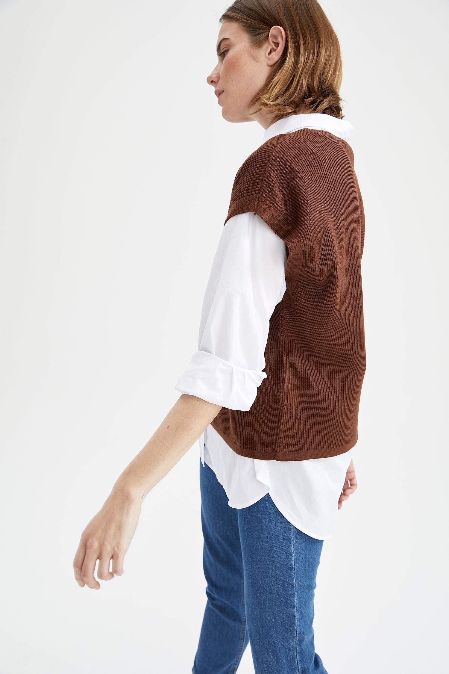 Basic V Yaka Oversize Fit Triko Süveter