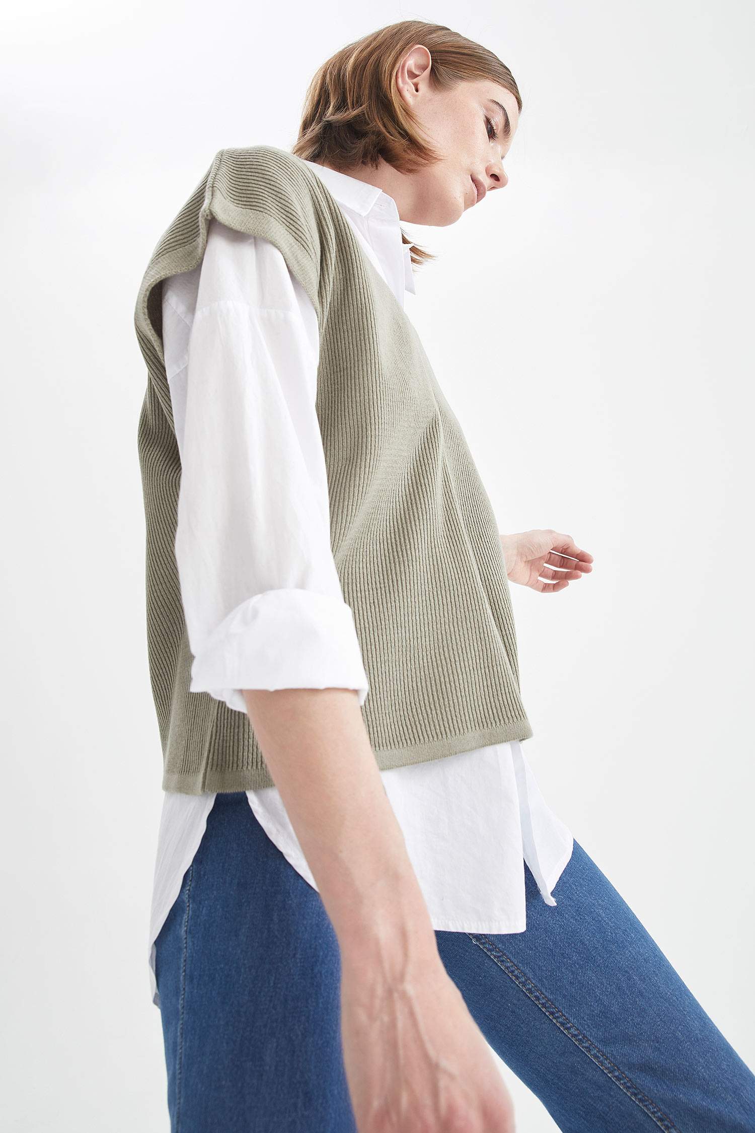 Basic V Yaka Oversize Fit Triko Süveter