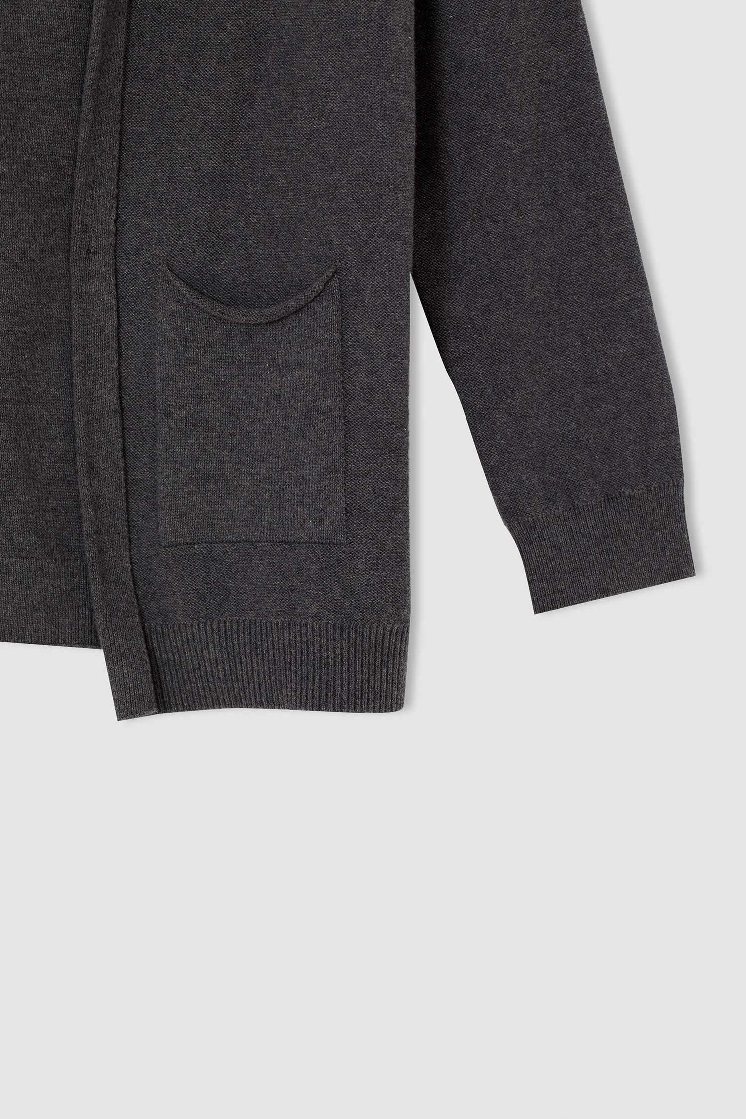 Erkek Çocuk Slim Fit Kapüşonlu Basic Hırka