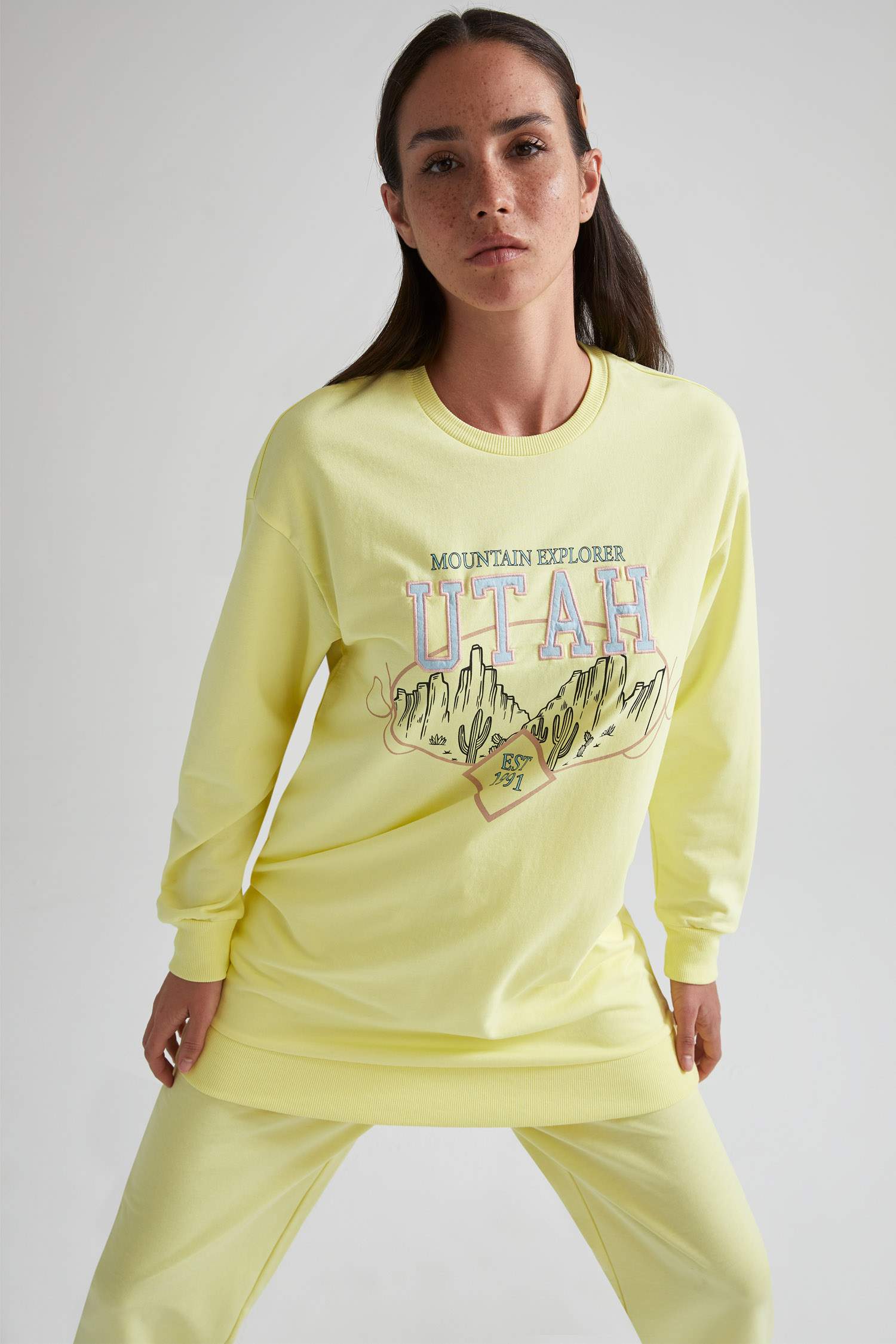 Utah Baskılı Relax Fit Sweat Tunik