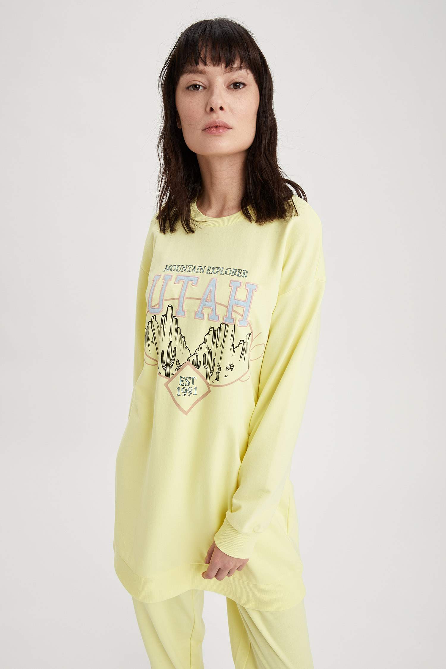 Utah Baskılı Relax Fit Sweat Tunik