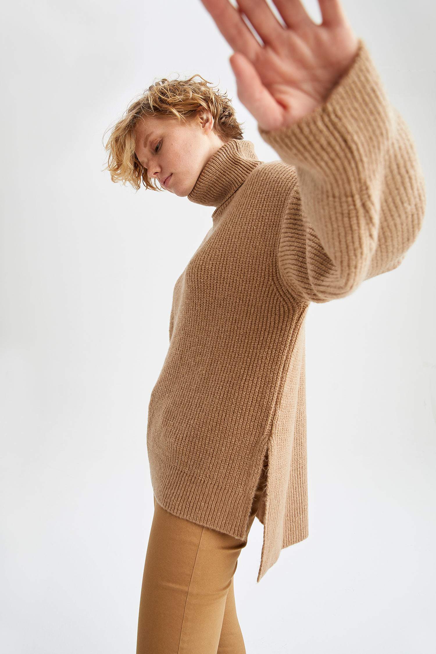 Basic Balıkçı Yaka Oversize Fit Triko Tunik