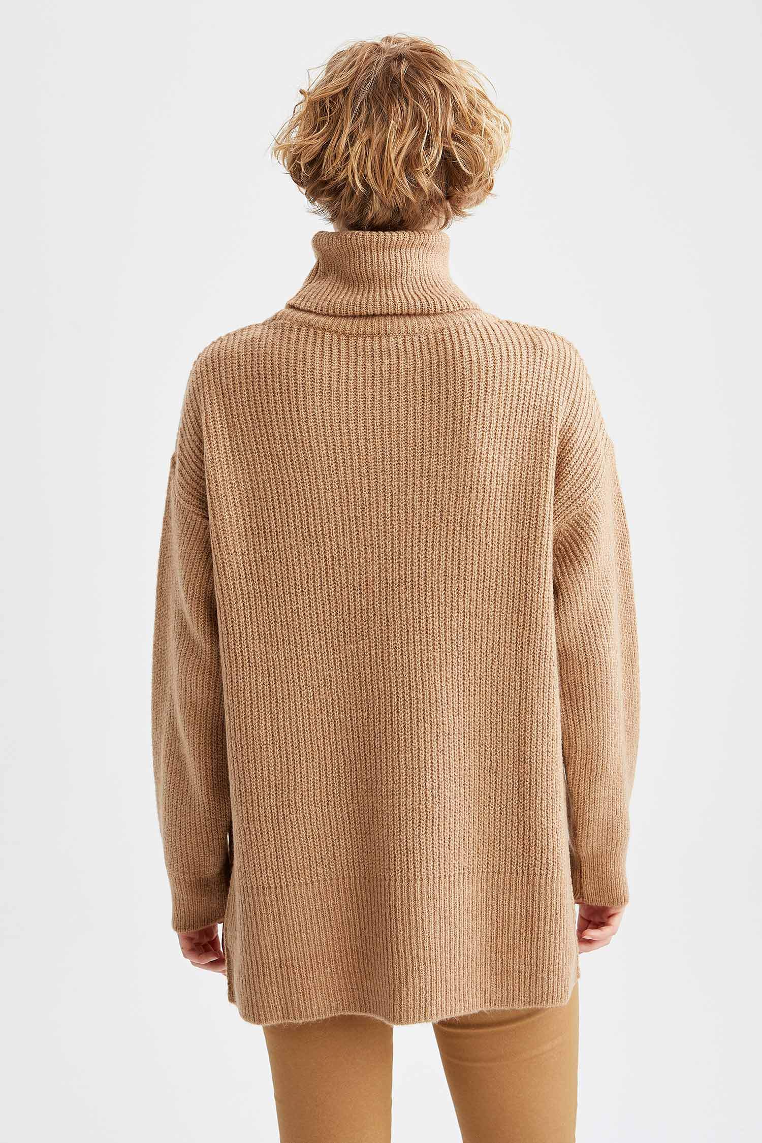 Basic Balıkçı Yaka Oversize Fit Triko Tunik