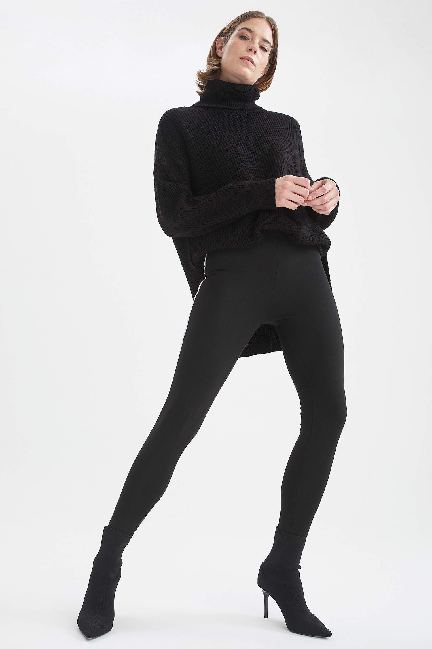 Basic Balıkçı Yaka Oversize Fit Triko Tunik