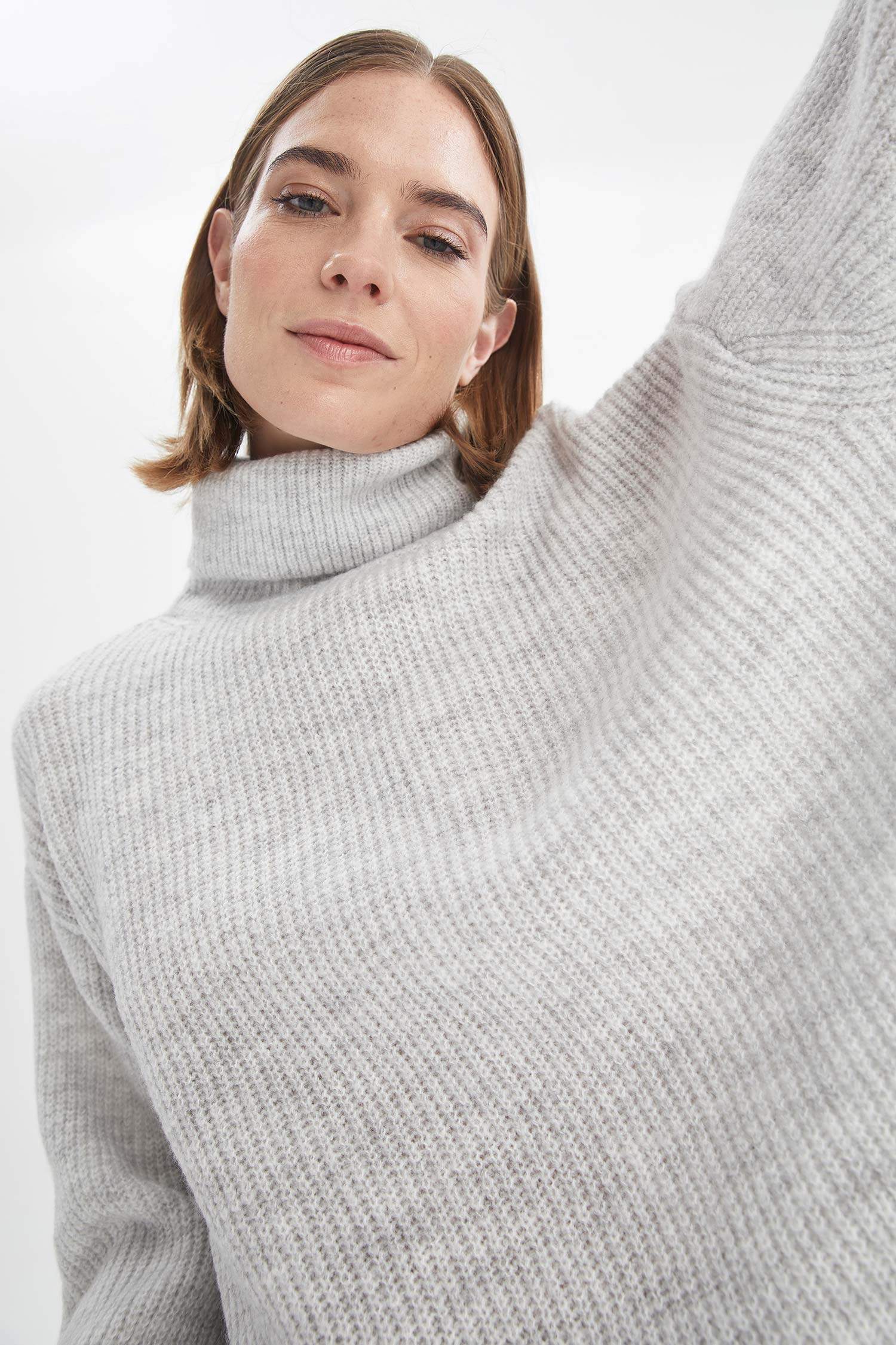 Basic Balıkçı Yaka Oversize Fit Triko Tunik