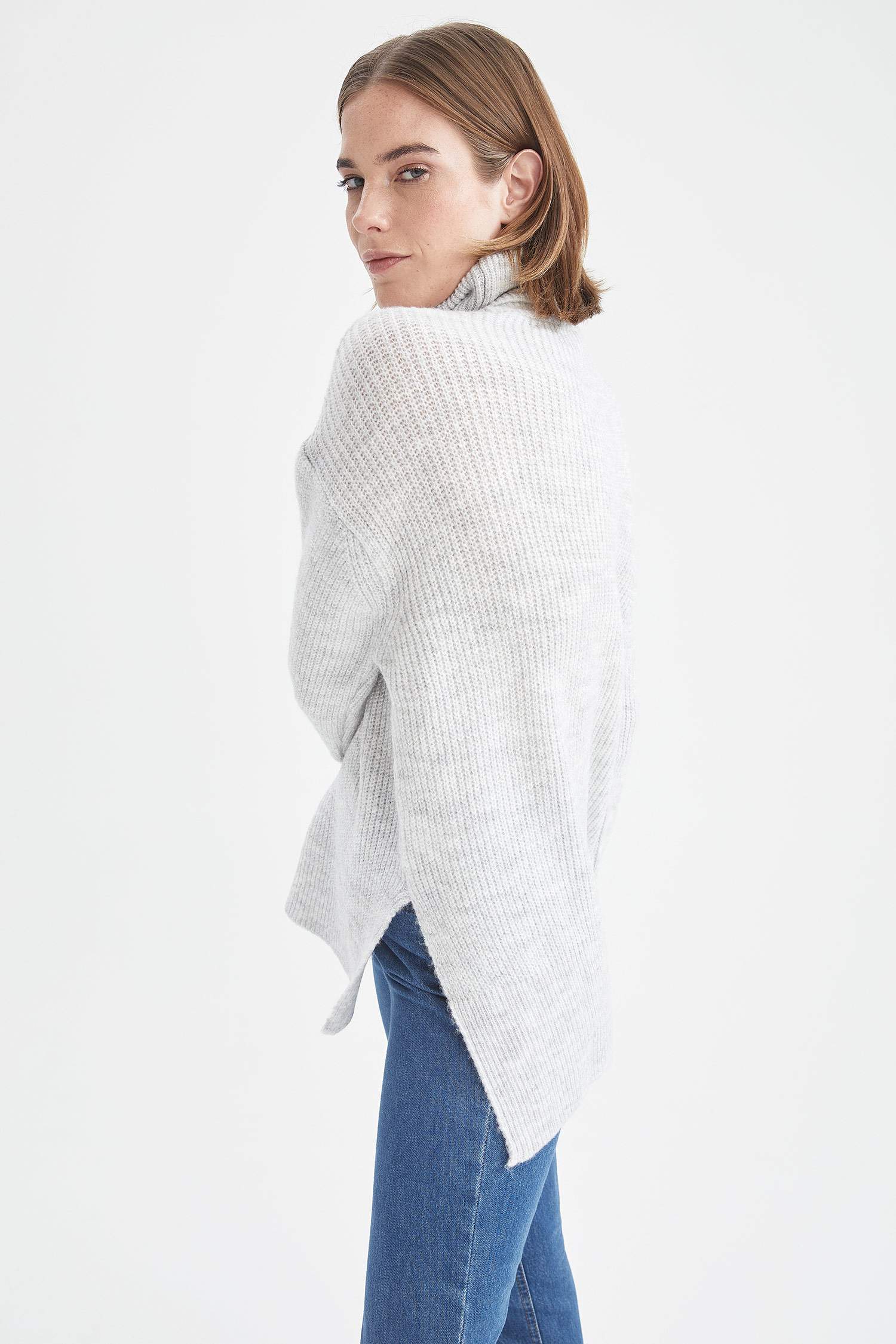 Basic Balıkçı Yaka Oversize Fit Triko Tunik