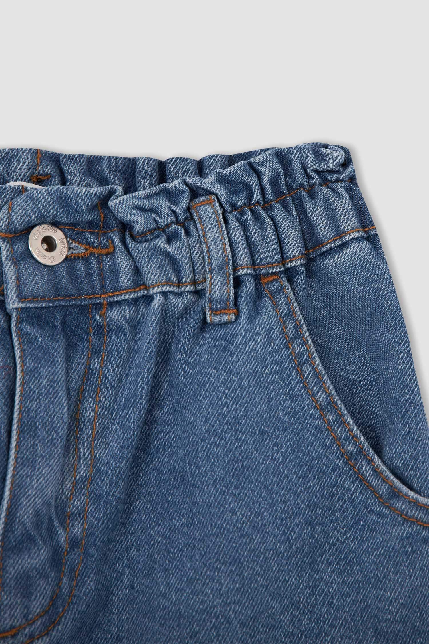 Kız Çocuk Slouchy Fit Esnek Belli Jean Pantolon