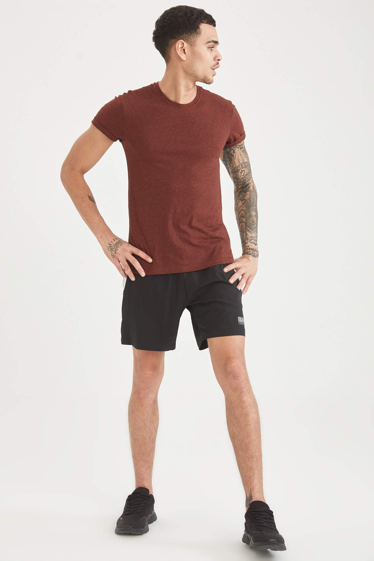 Ekstra Slim Fit Bisiklet Yaka Kısa Kollu Spor Tişört