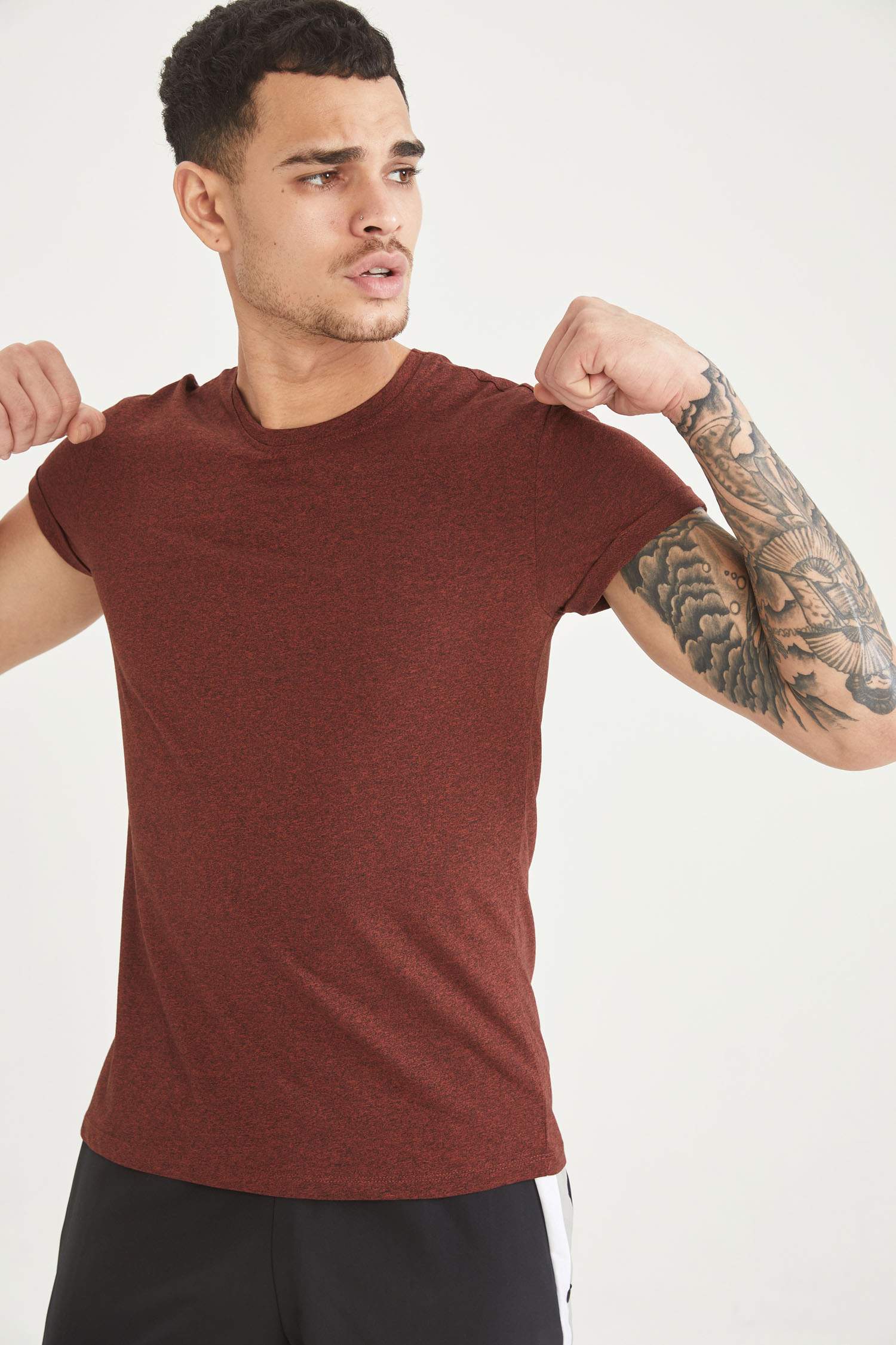 Ekstra Slim Fit Bisiklet Yaka Kısa Kollu Spor Tişört