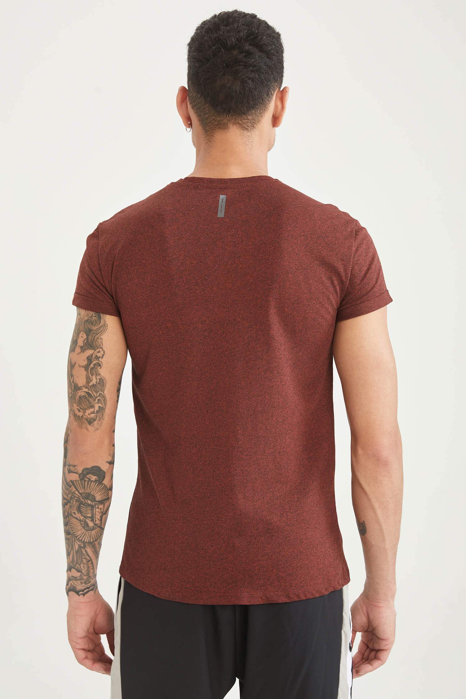 Ekstra Slim Fit Bisiklet Yaka Kısa Kollu Spor Tişört