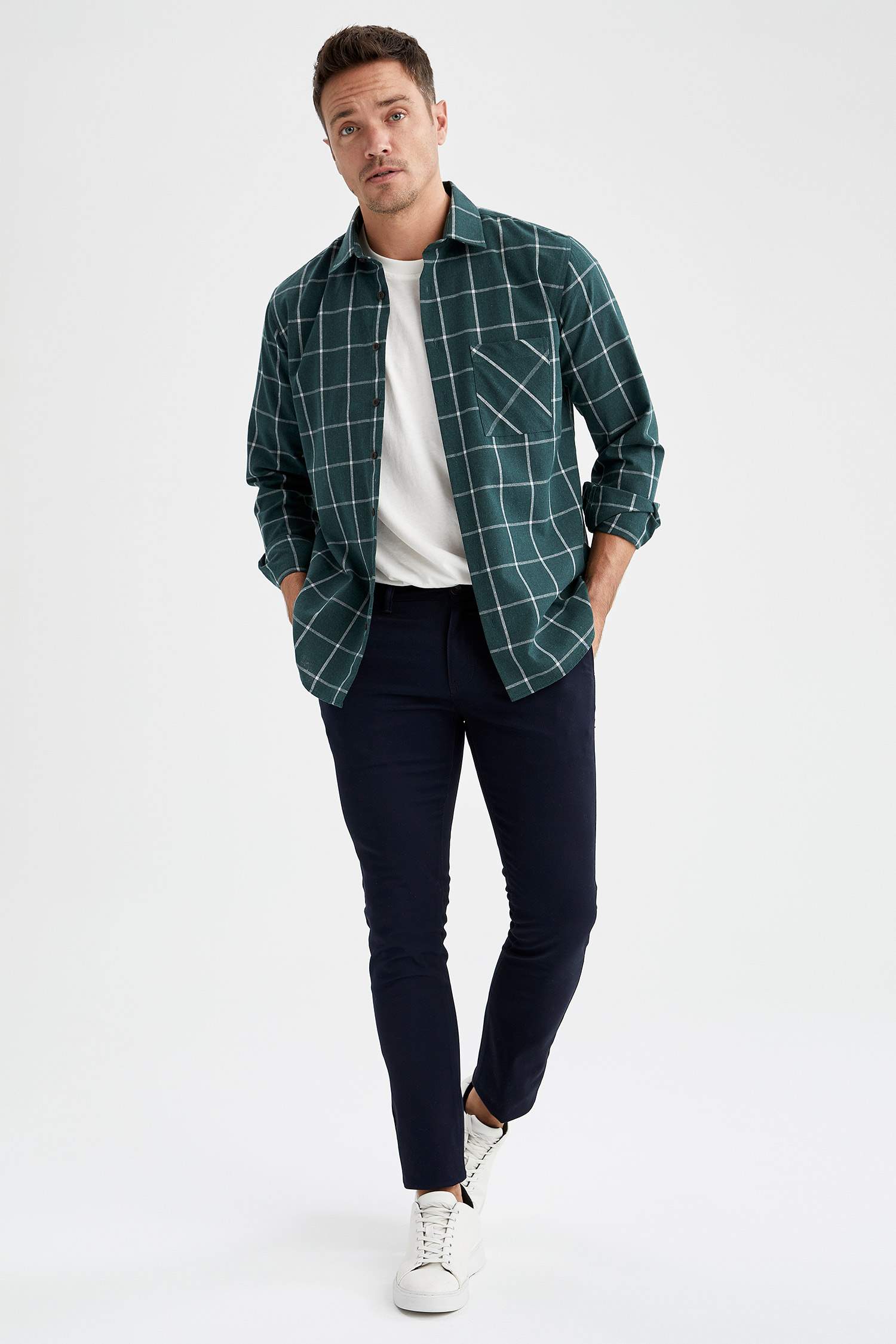 Modern Fit Ekose Desenli Uzun Kollu Oduncu Gömlek