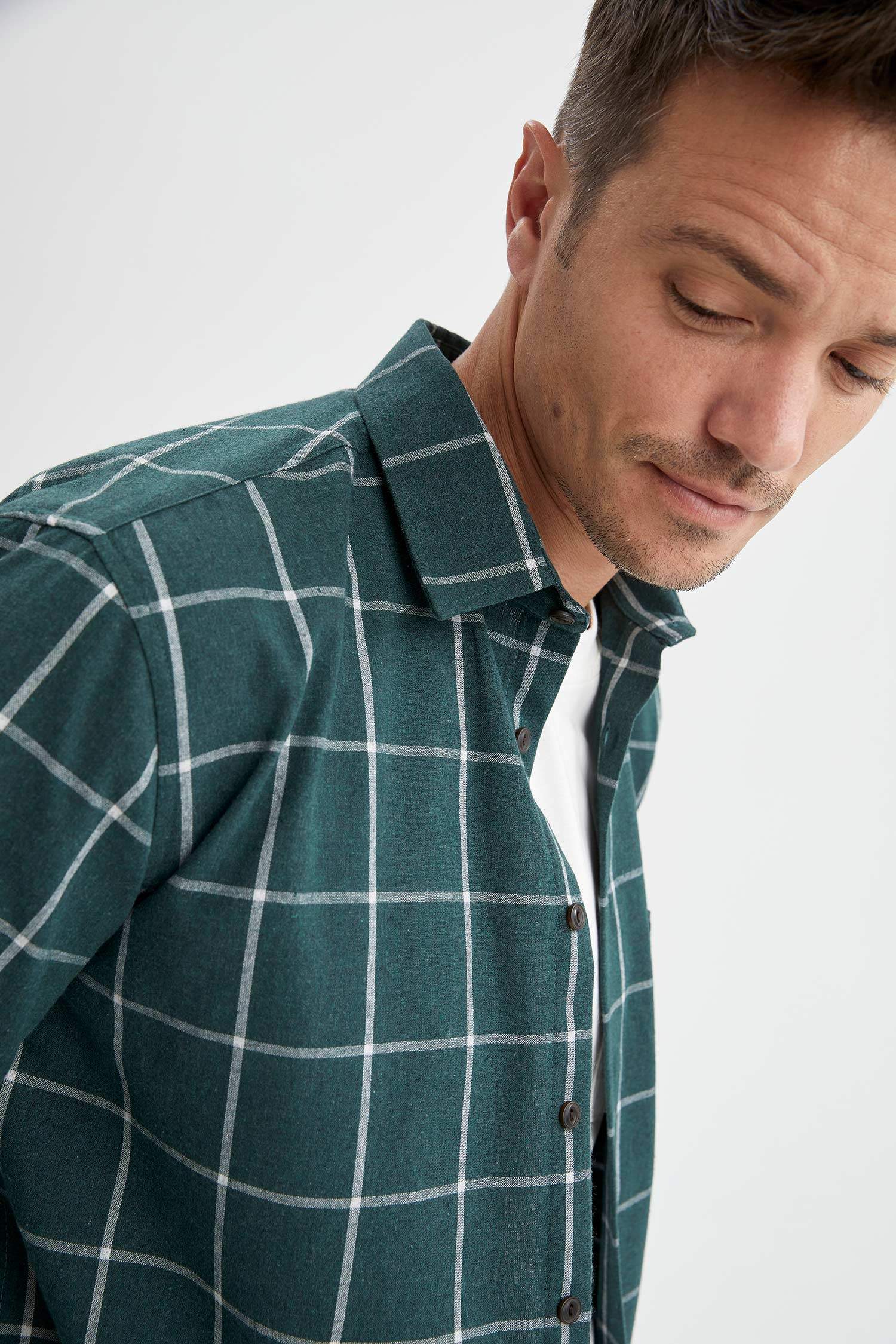 Modern Fit Ekose Desenli Uzun Kollu Oduncu Gömlek