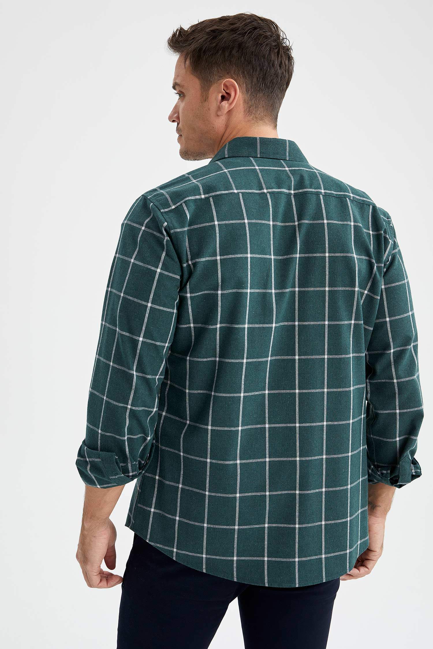 Modern Fit Ekose Desenli Uzun Kollu Oduncu Gömlek