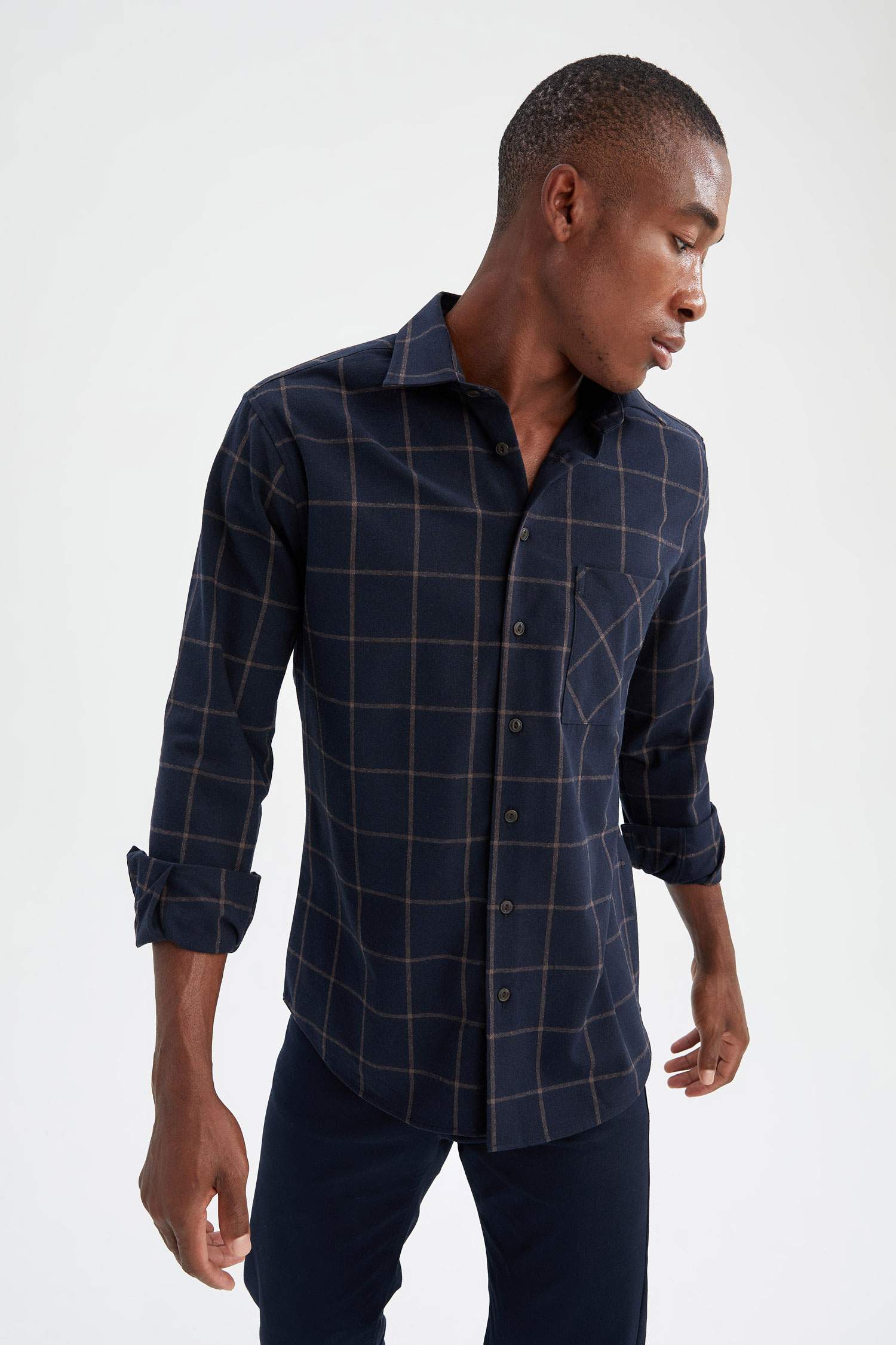 Modern Fit Ekose Desenli Uzun Kollu Oduncu Gömlek