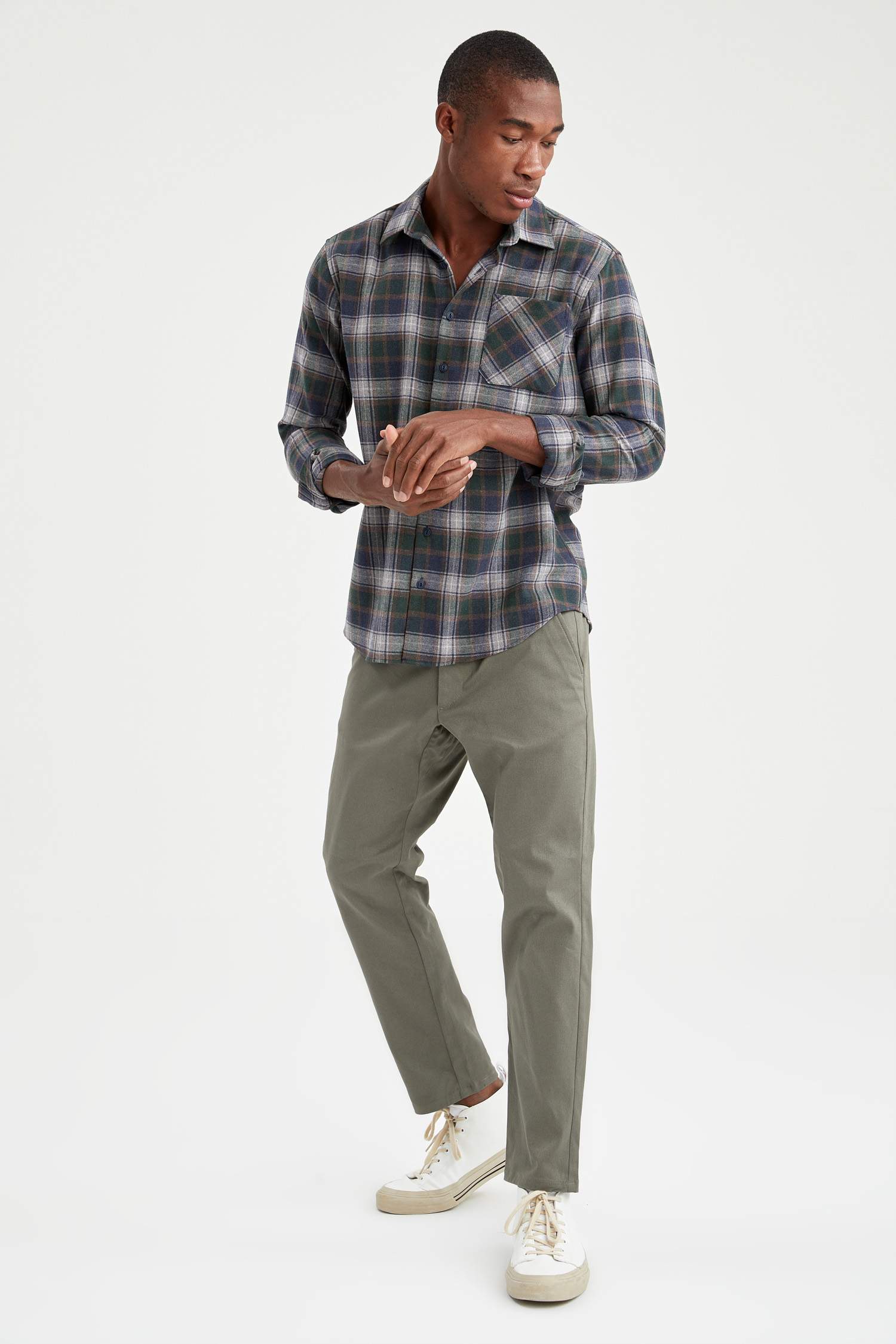 Modern Fit Ekose Desenli Uzun Kollu Oduncu Gömlek