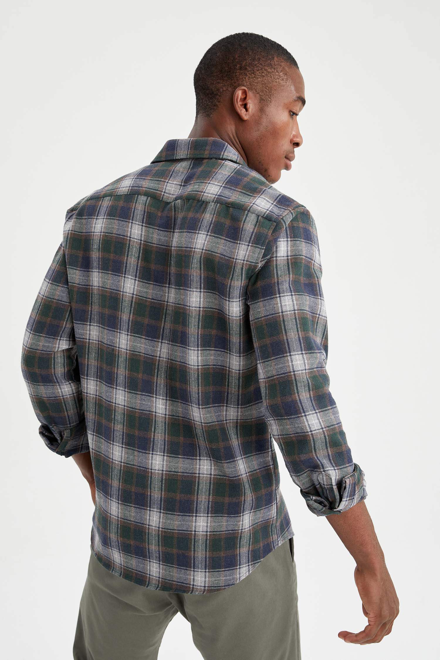 Modern Fit Ekose Desenli Uzun Kollu Oduncu Gömlek